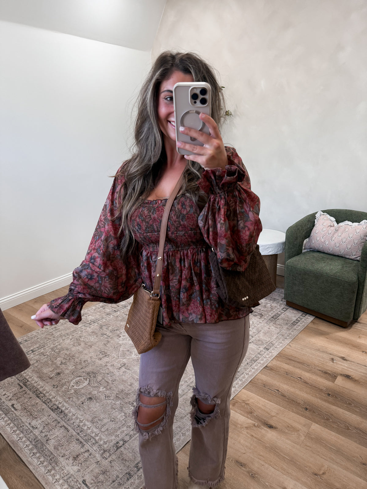 Adele Suede Hobo Bag - camel