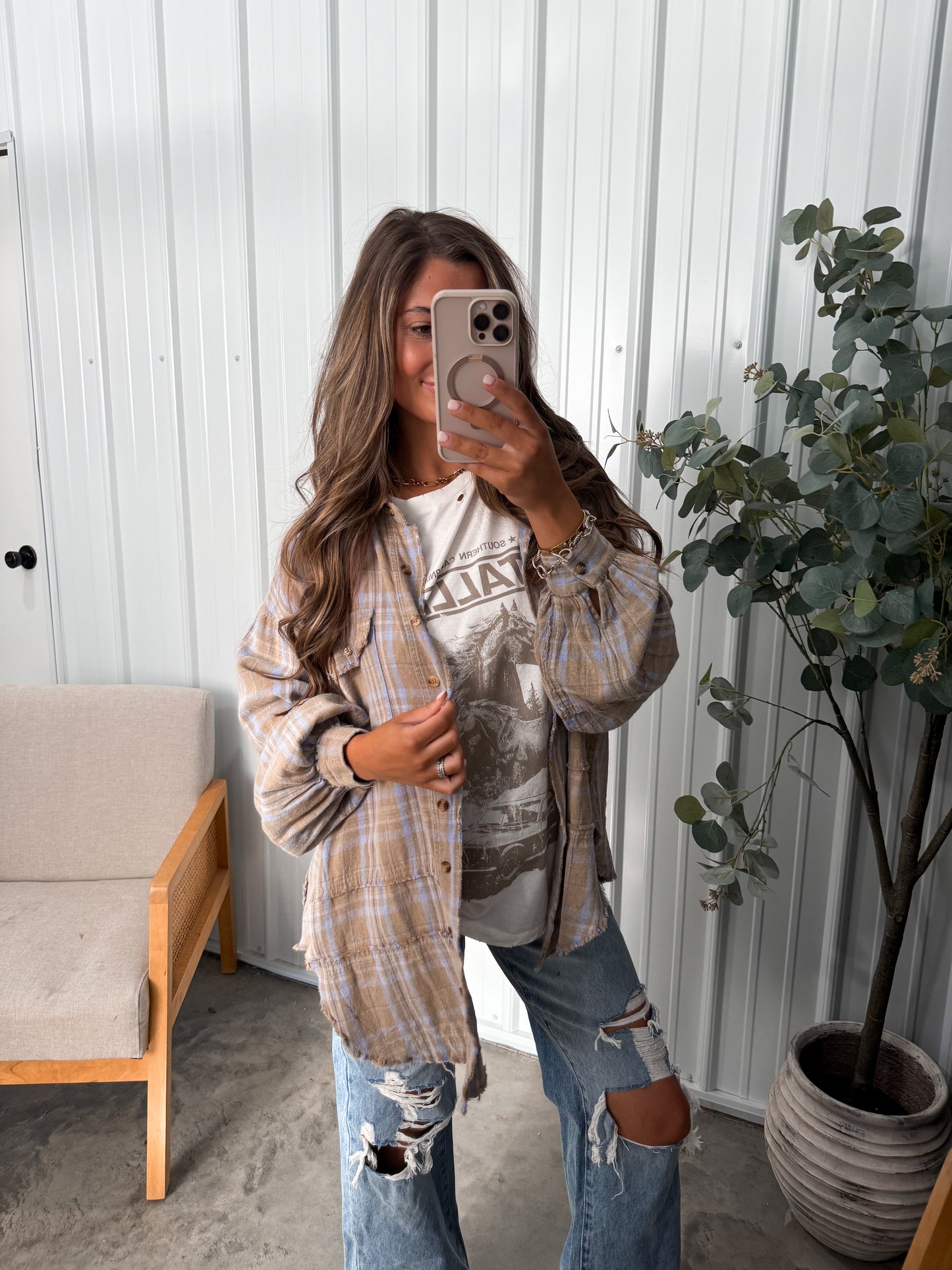 Wavelyn Washed Flannel- Sage Grey/Peri Blue *preorder for 11/15 shipment*