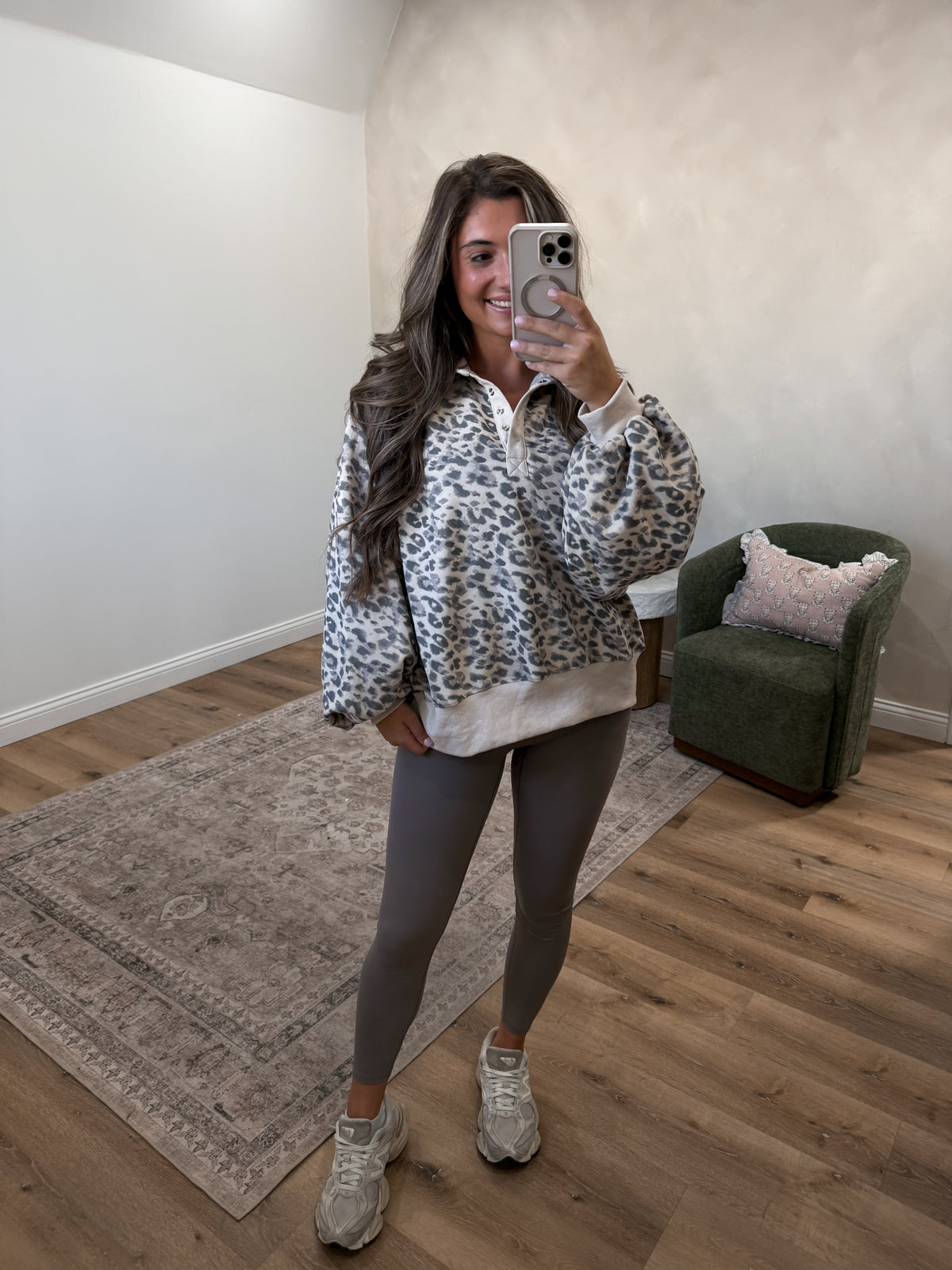 Piper Leopard Snap Button Pullover