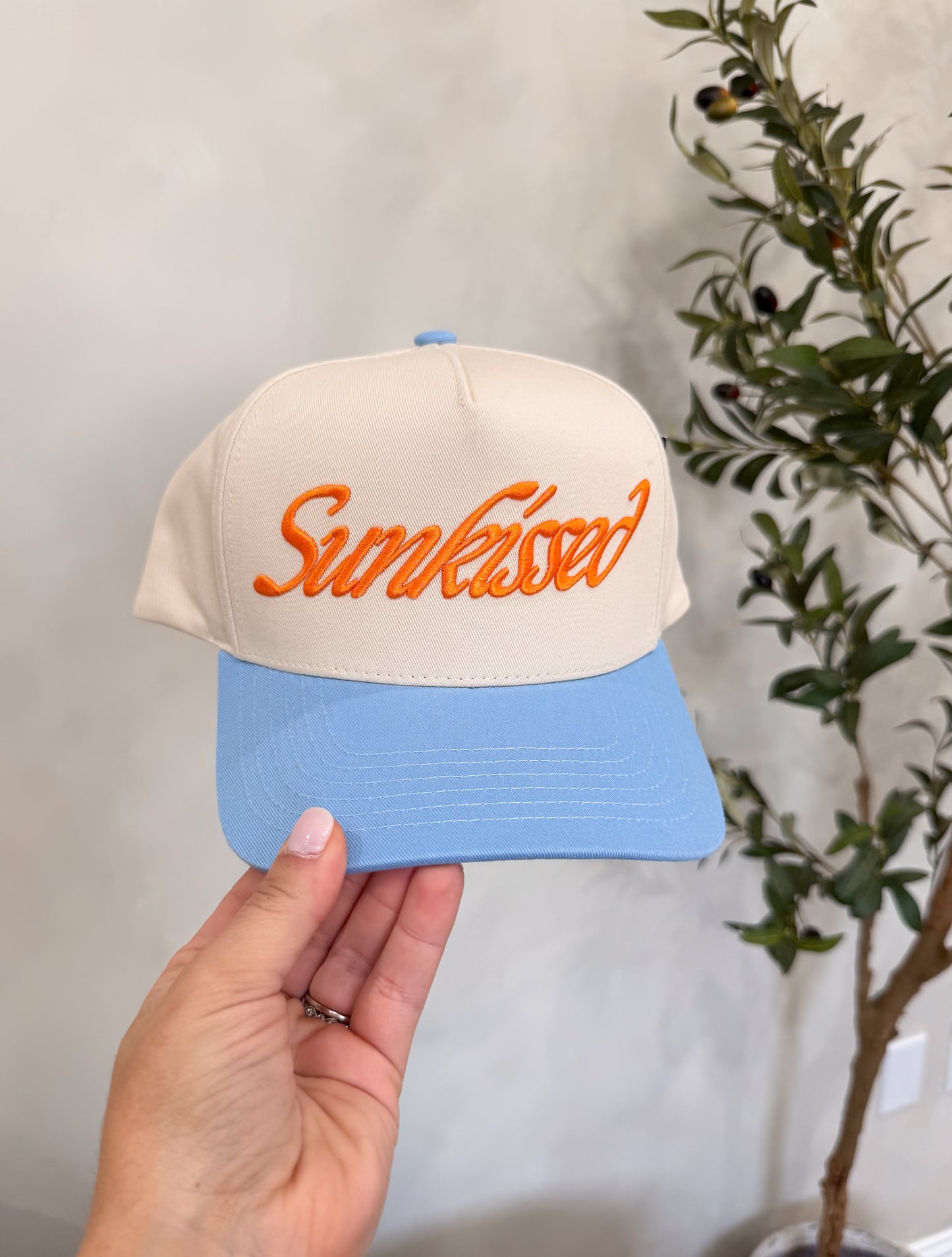 Sunkissed Embroidered Baseball Cap - blue/orange