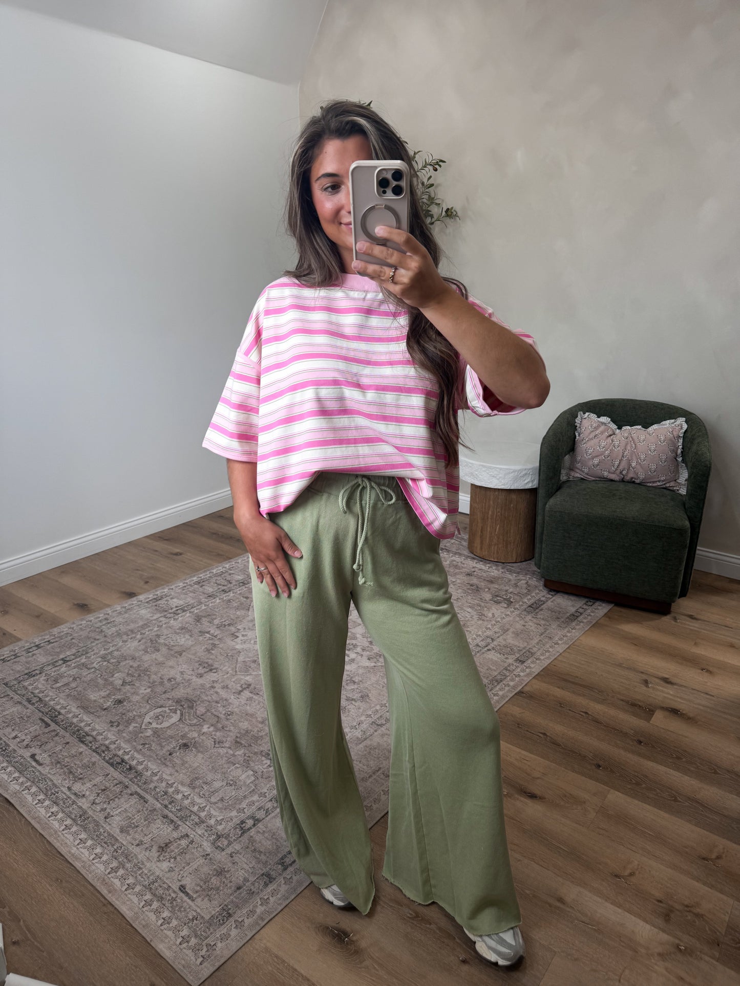 Holland Striped Oversized Tee - pink multi