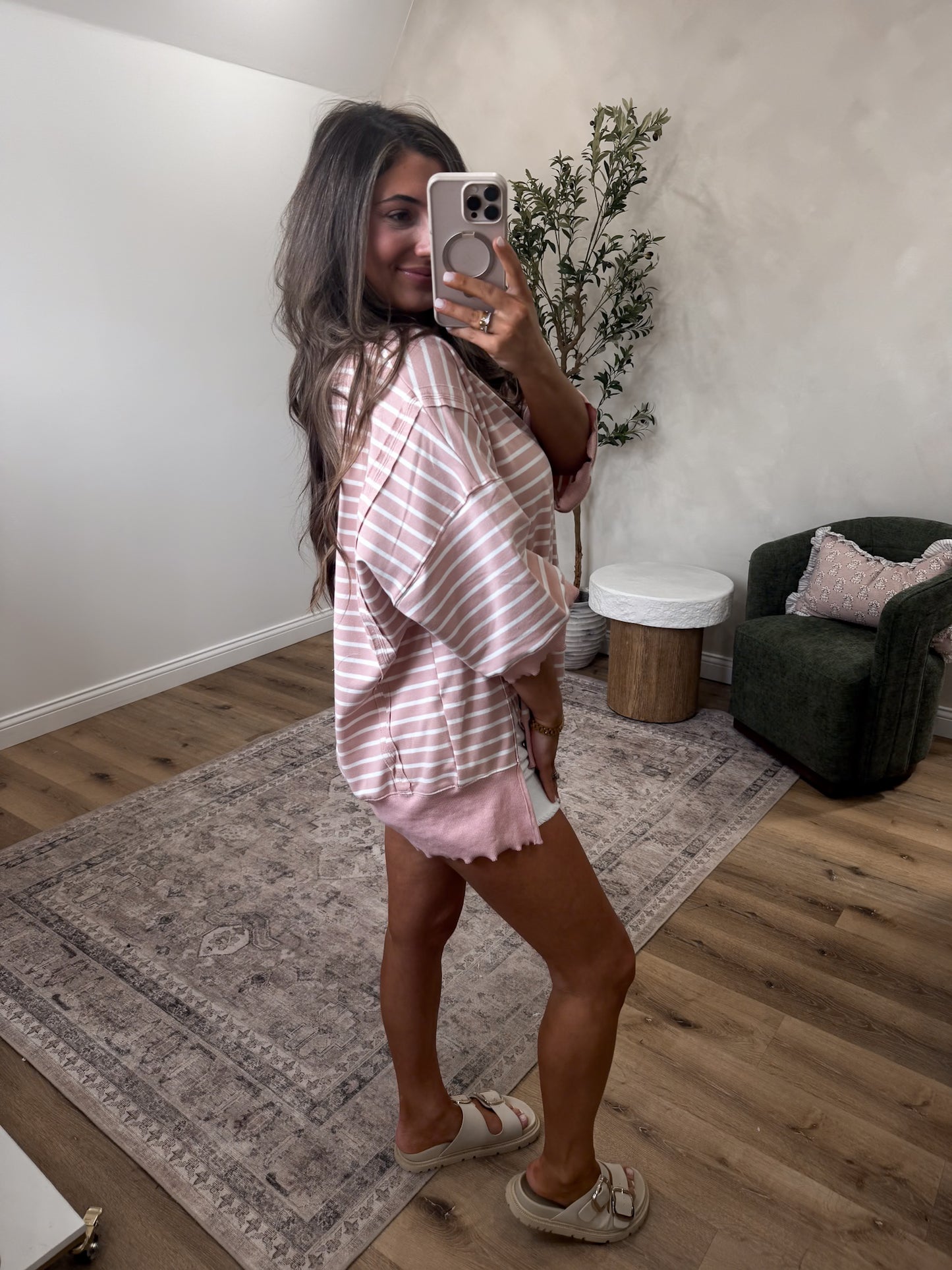 Sophie Striped Pullover - dark peach