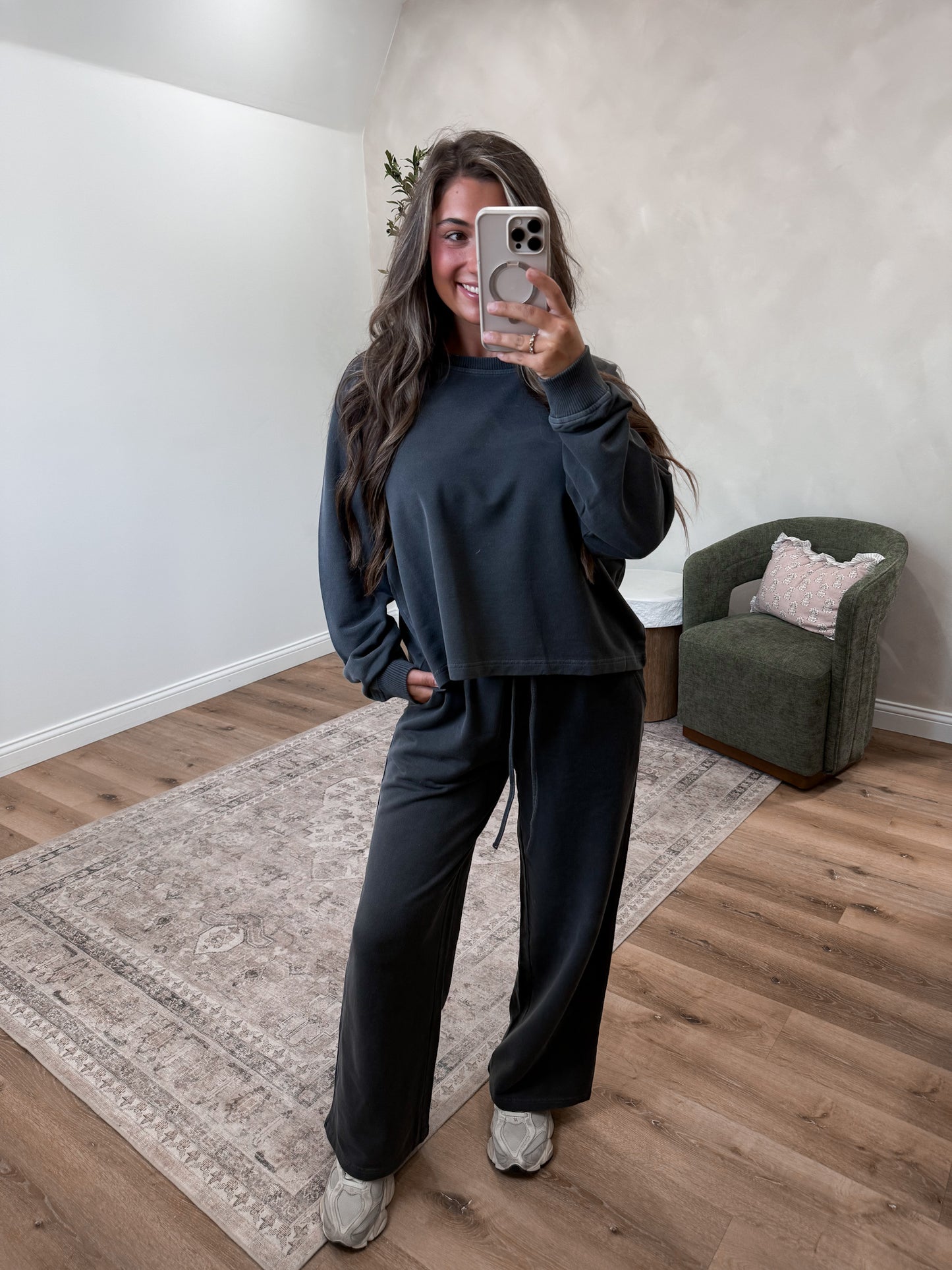 Noah Washed Casual Set - black