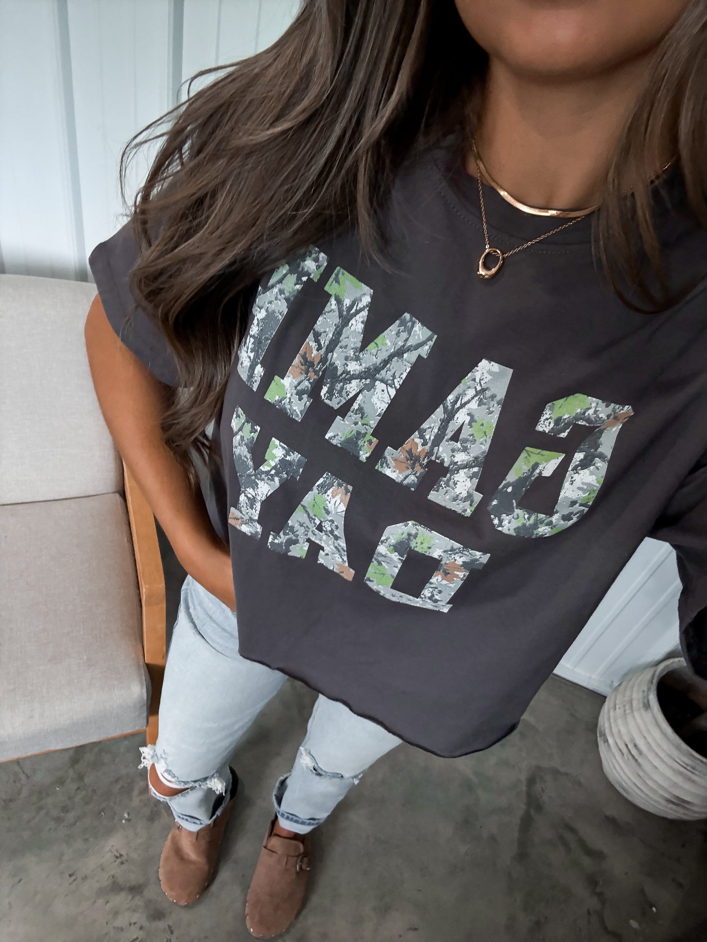 Game Day Graphic Tee- Camo lettering
