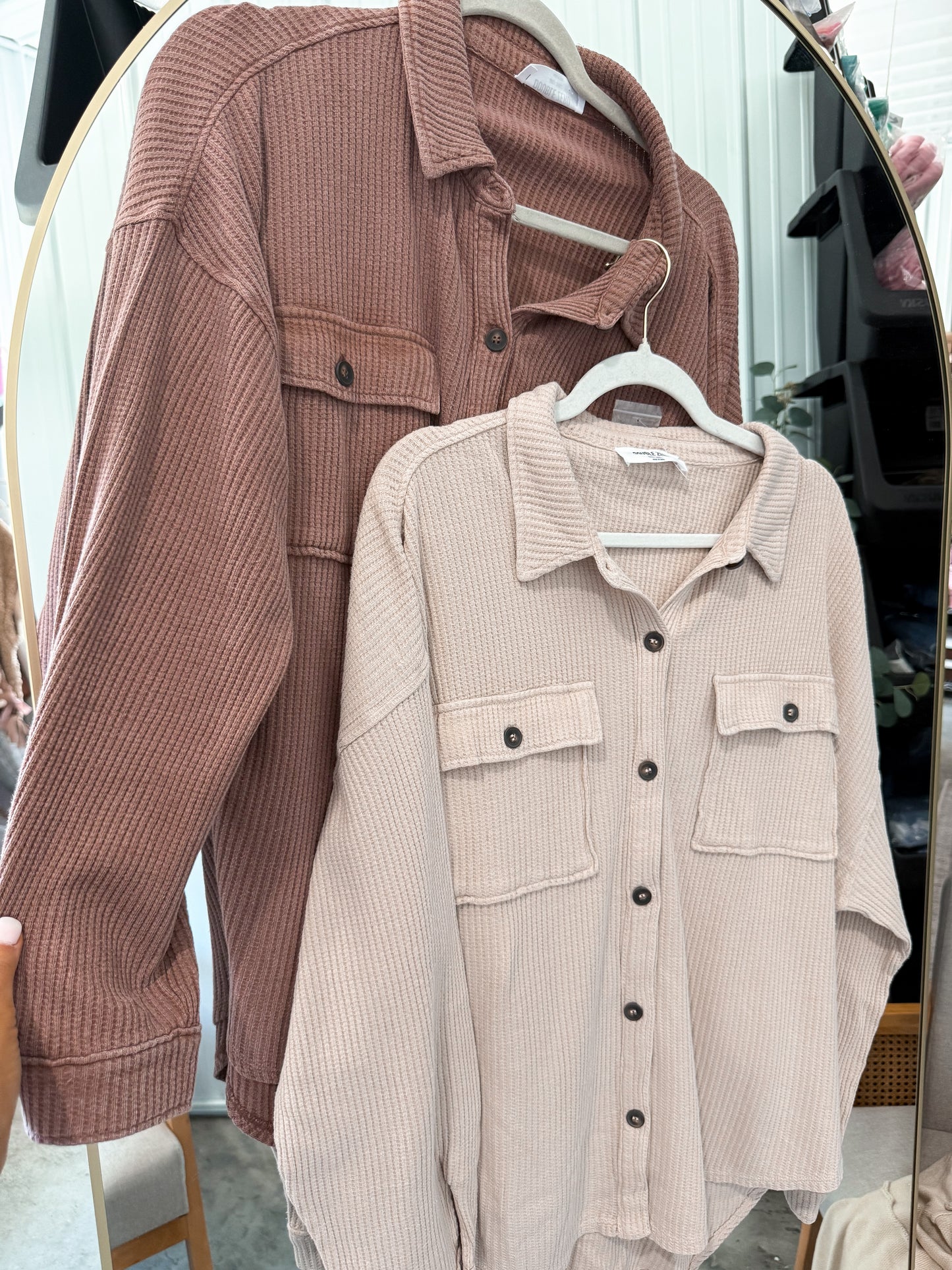 Weslie Waffle pullover- dark taupe