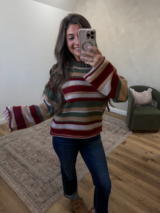 Miss Me Striped Relaxed Sweater