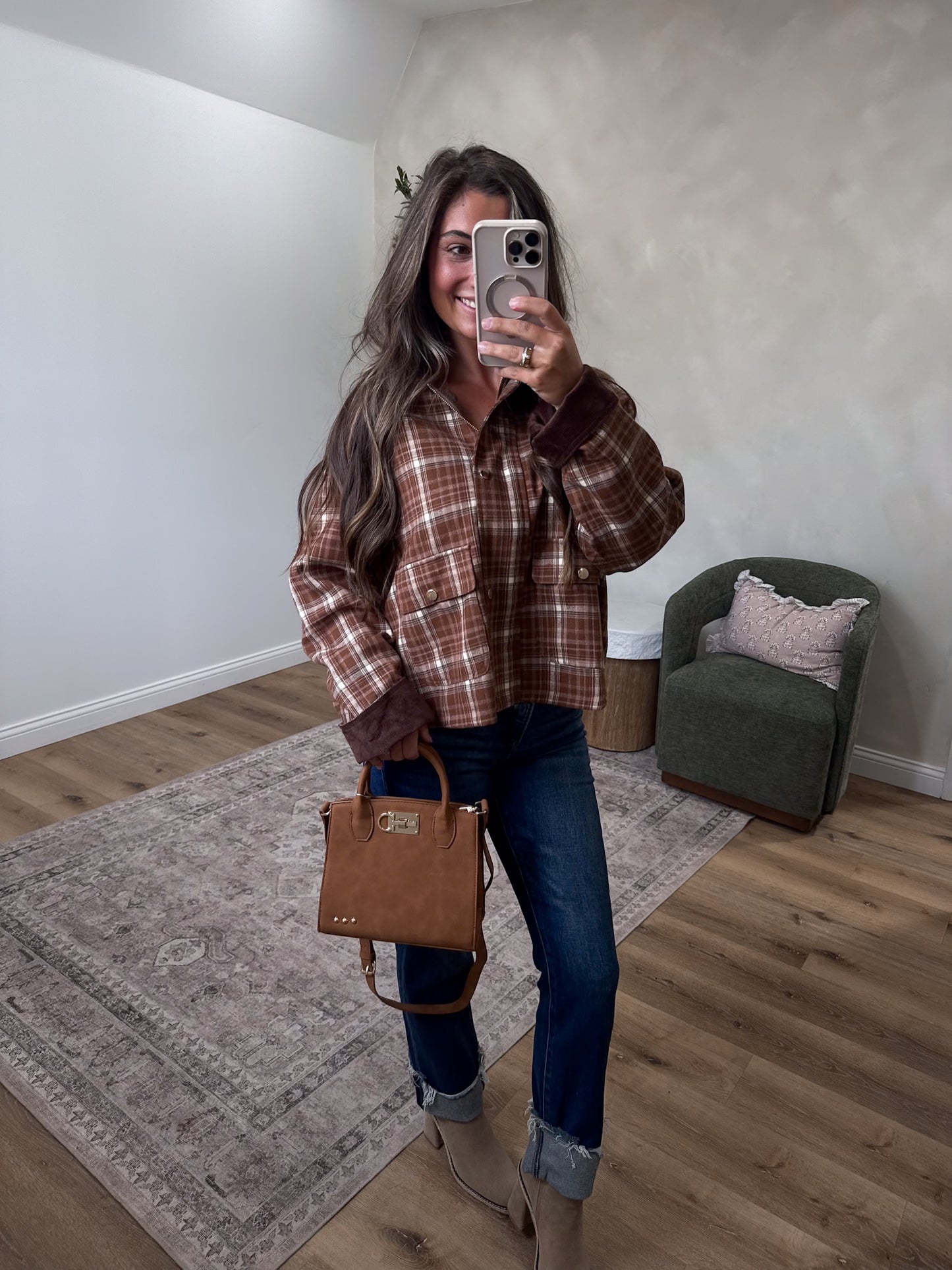 Posie Nubuck Purse - camel