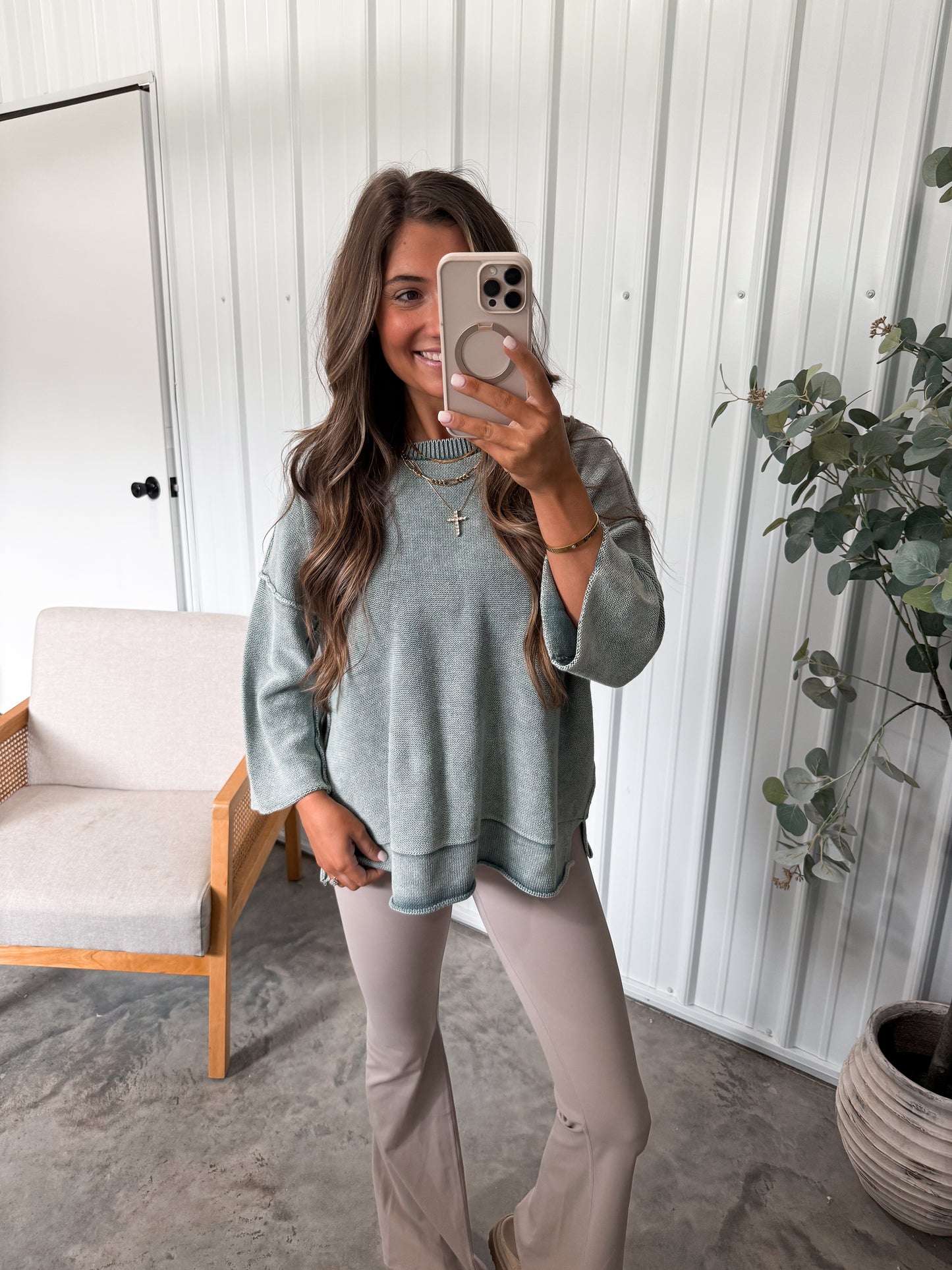 Brooklyn Boxy Sweater- Ash Jade