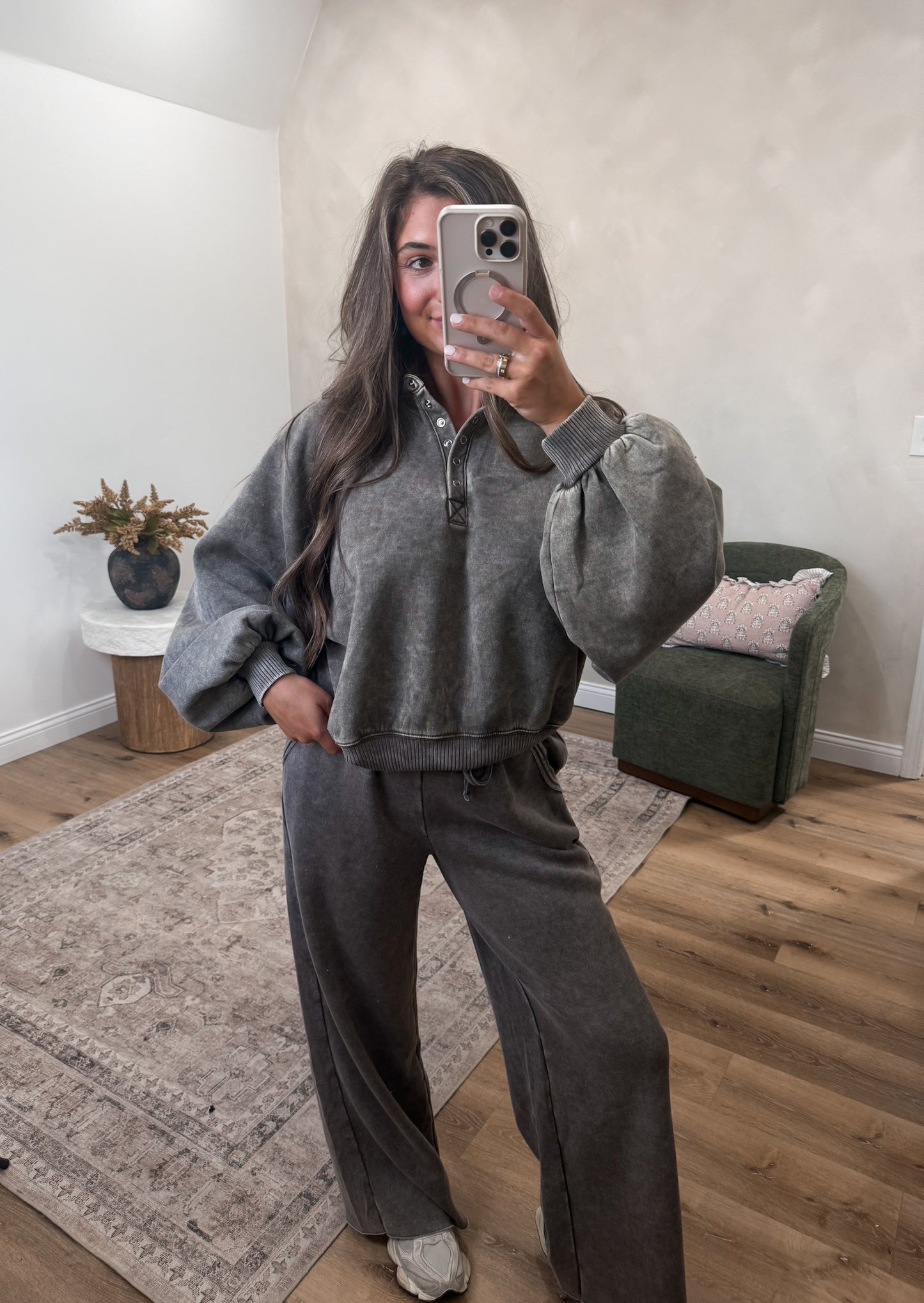 Elsa Fleece Lounge Pants - dark olive