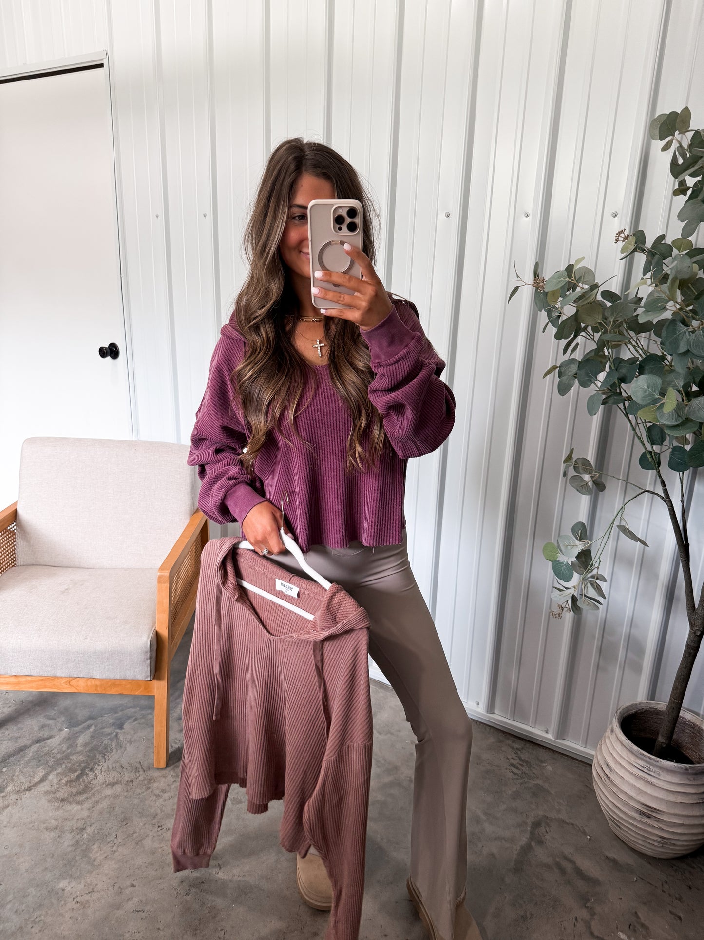 Renee Waffleknit Hoodie- 2 colors