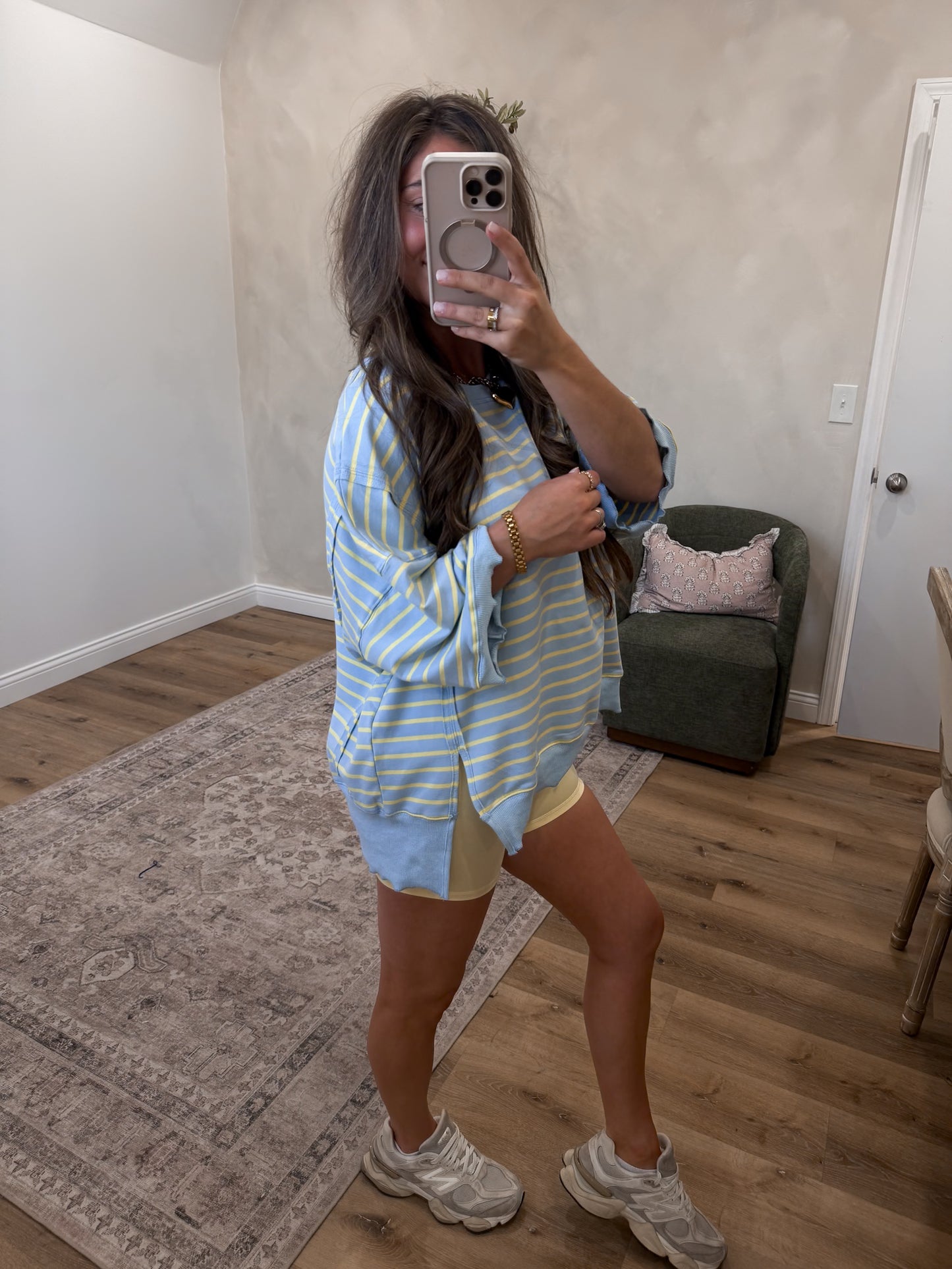 Sophie Striped Pullover - light blue/yellow