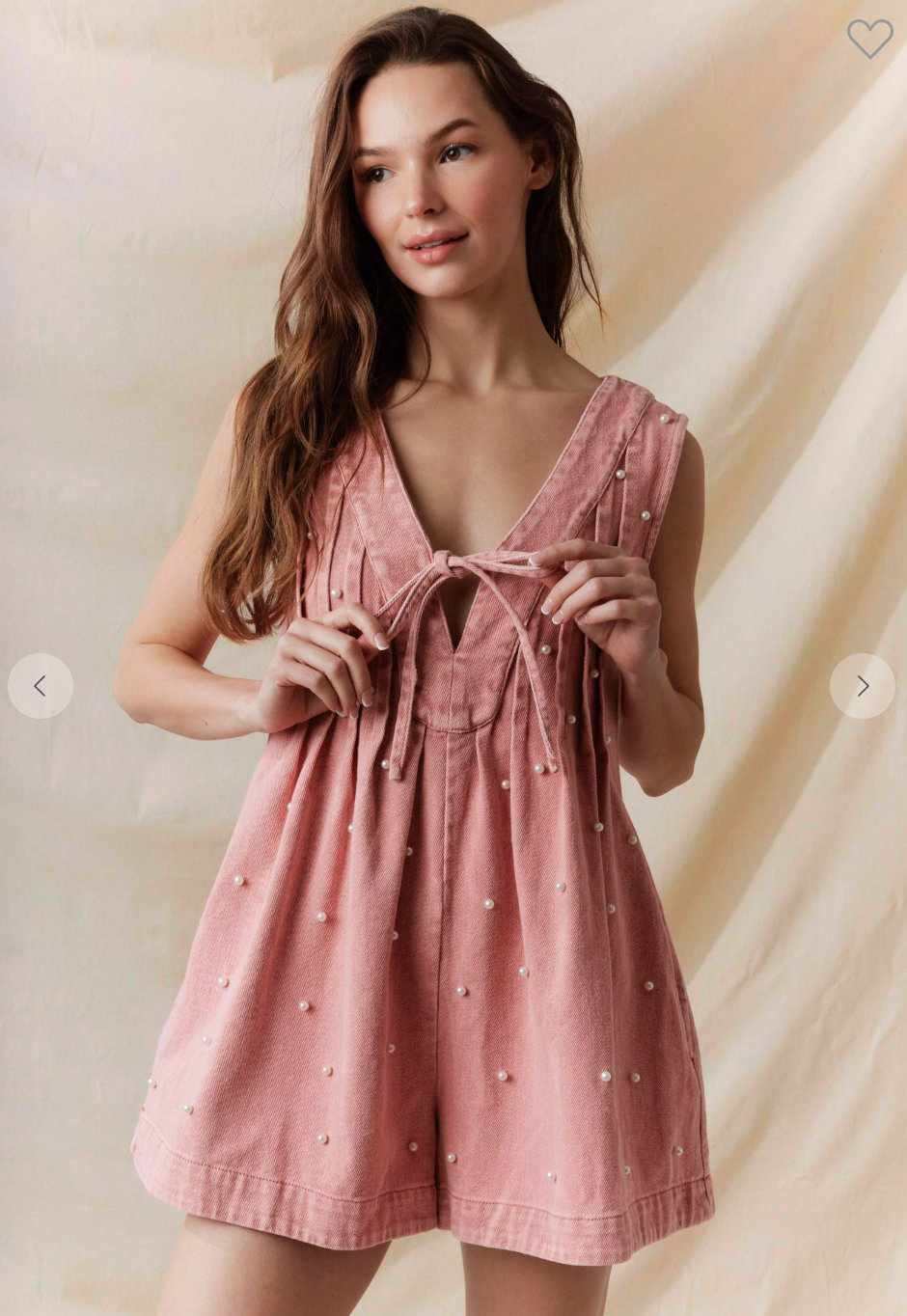 Shania Pearl Studded Romper- Mauve *PREORDER FOR 8/8*