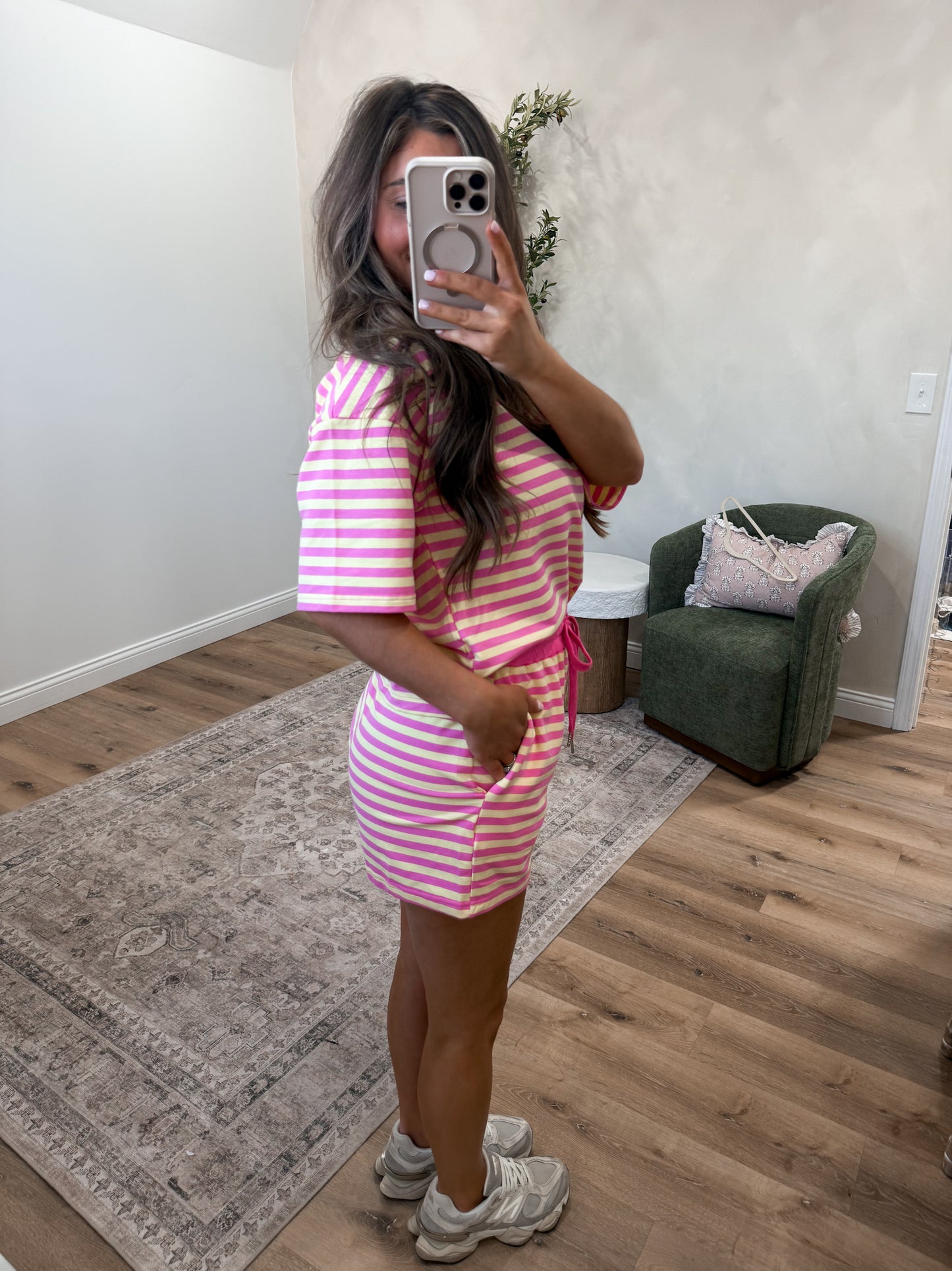 Summer Rays Striped Shorts Set - rose stripe