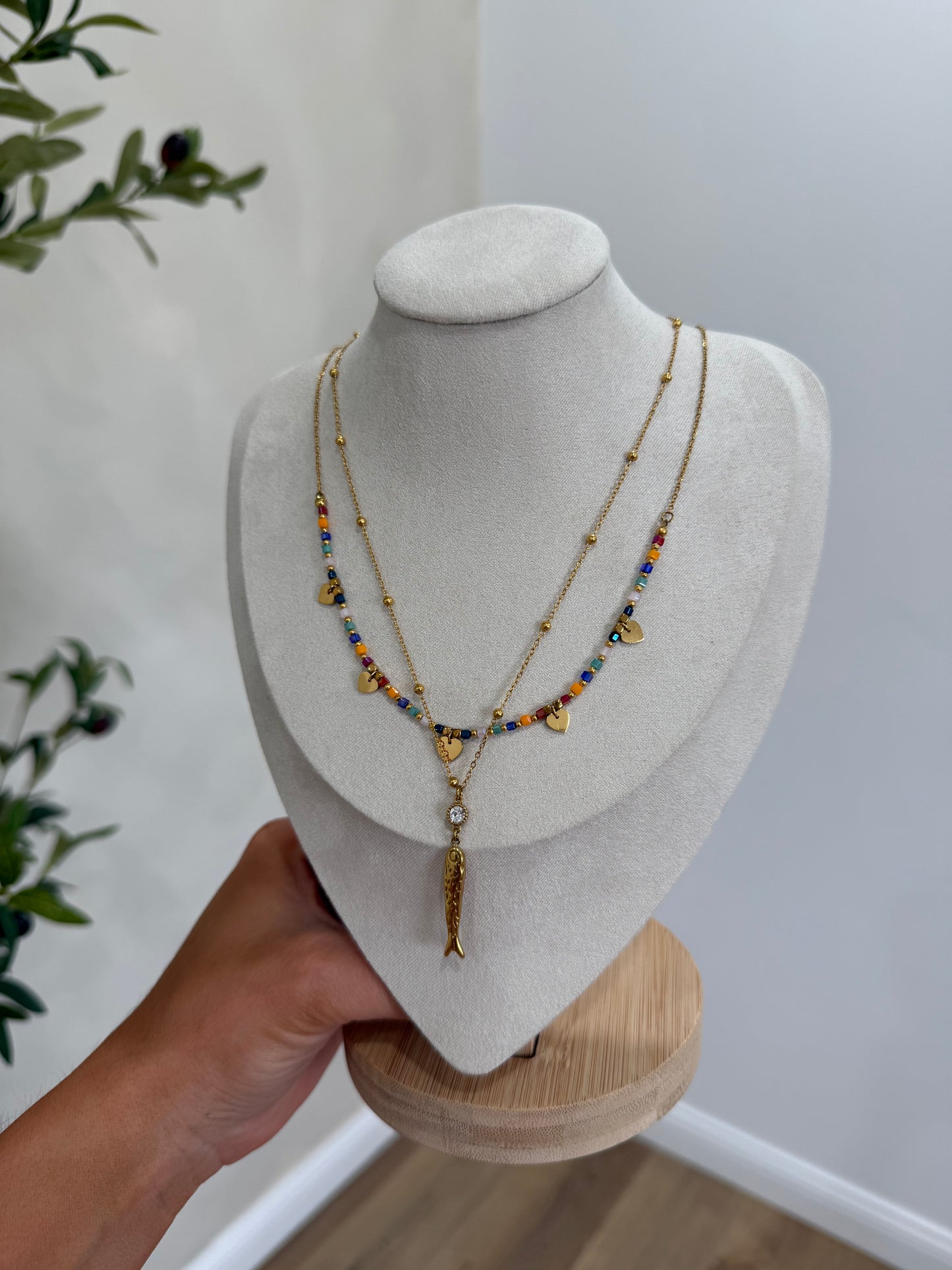 Archie Two tone heart necklace - Multi