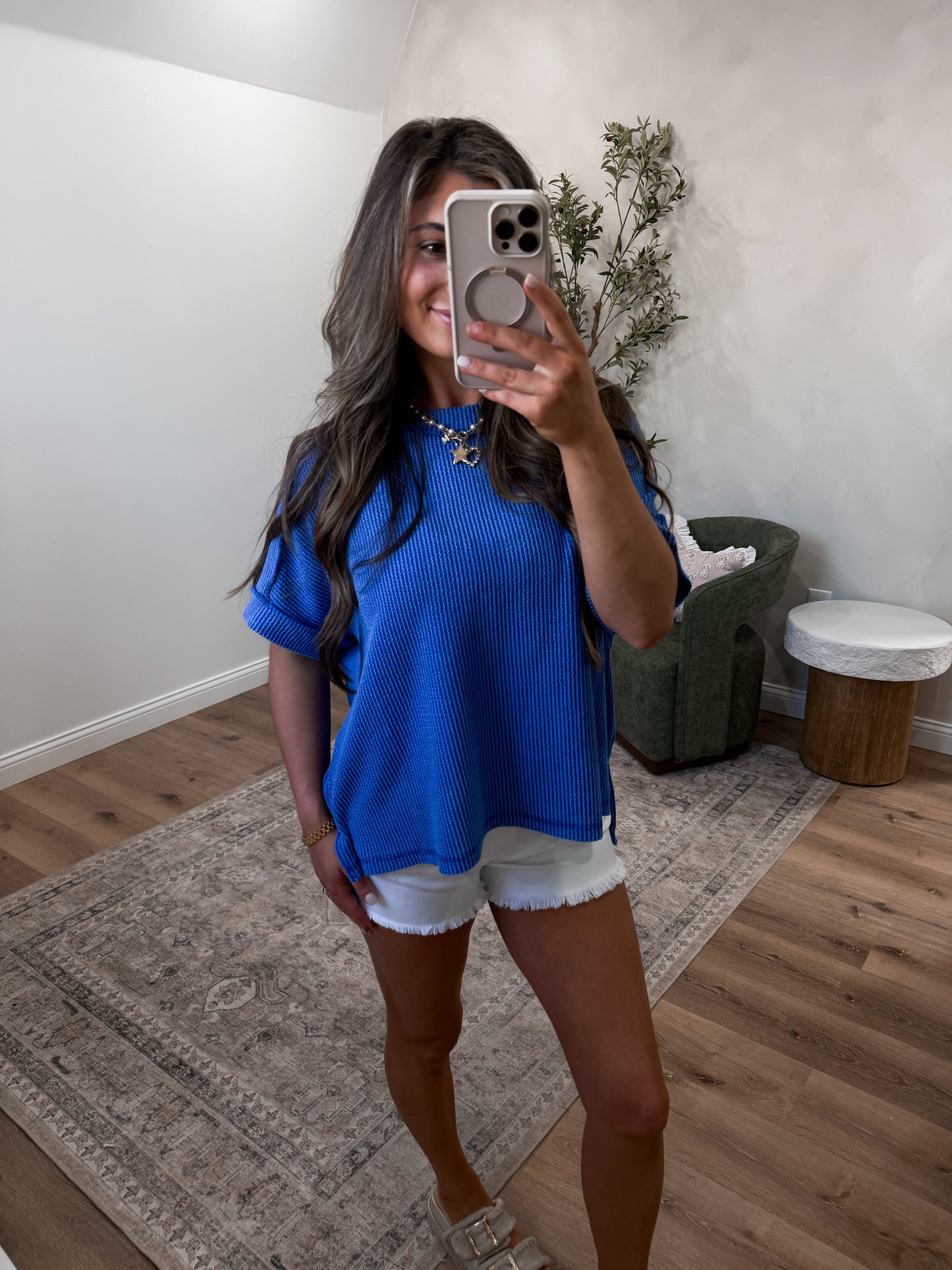 Comfort Stretch Ribbed Tee - poolside
