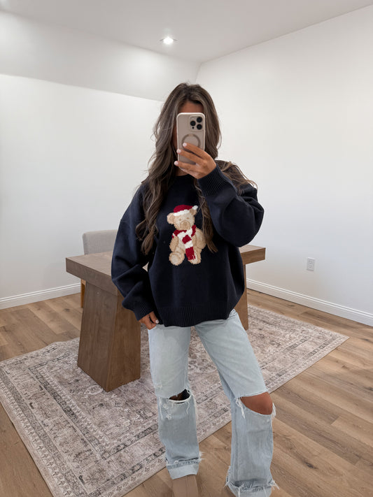 'santa Teddy Bear' Graphic Sweater - 2 colors!