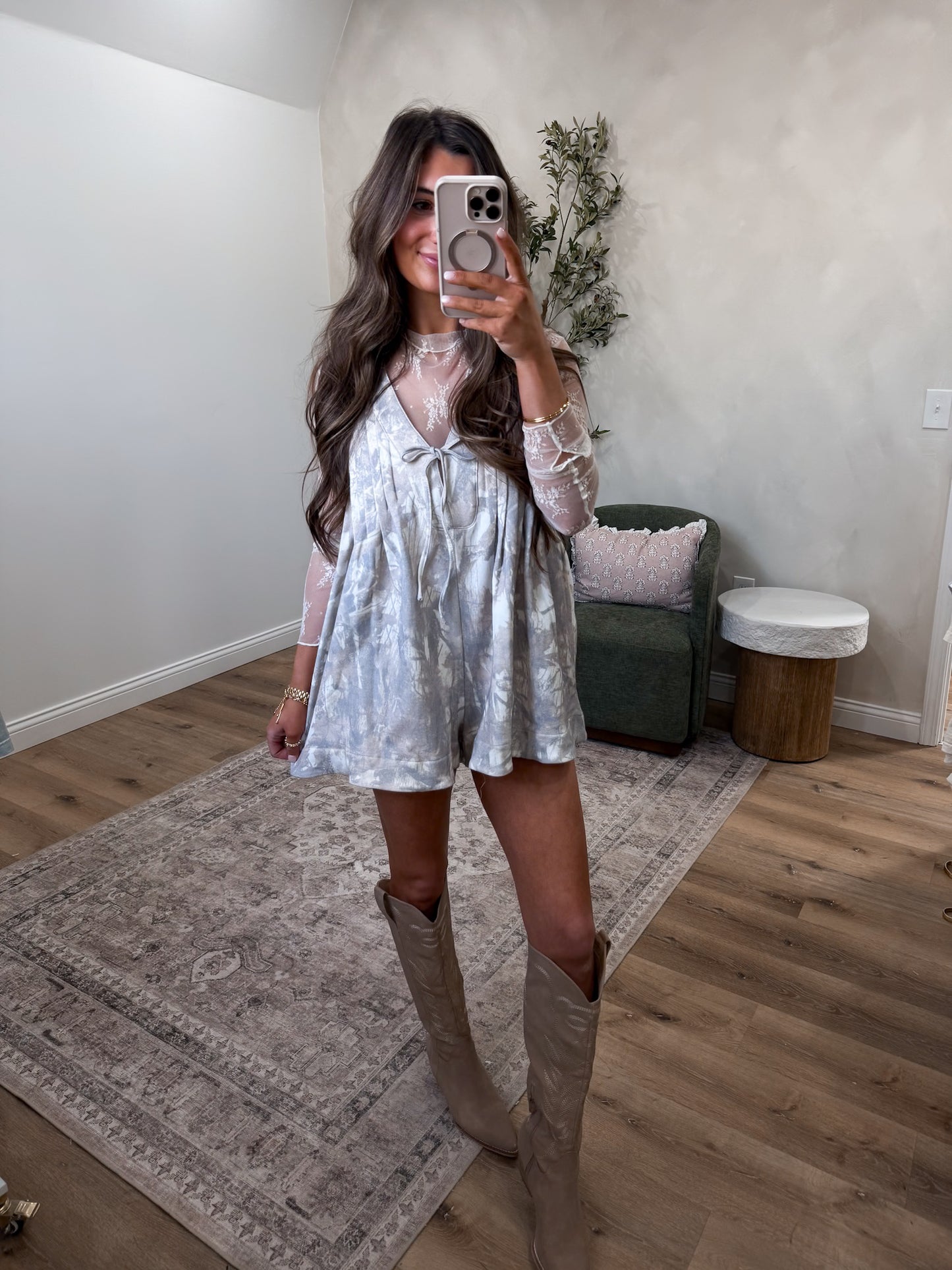 Driftwood Escape V-Neck Romper - camo