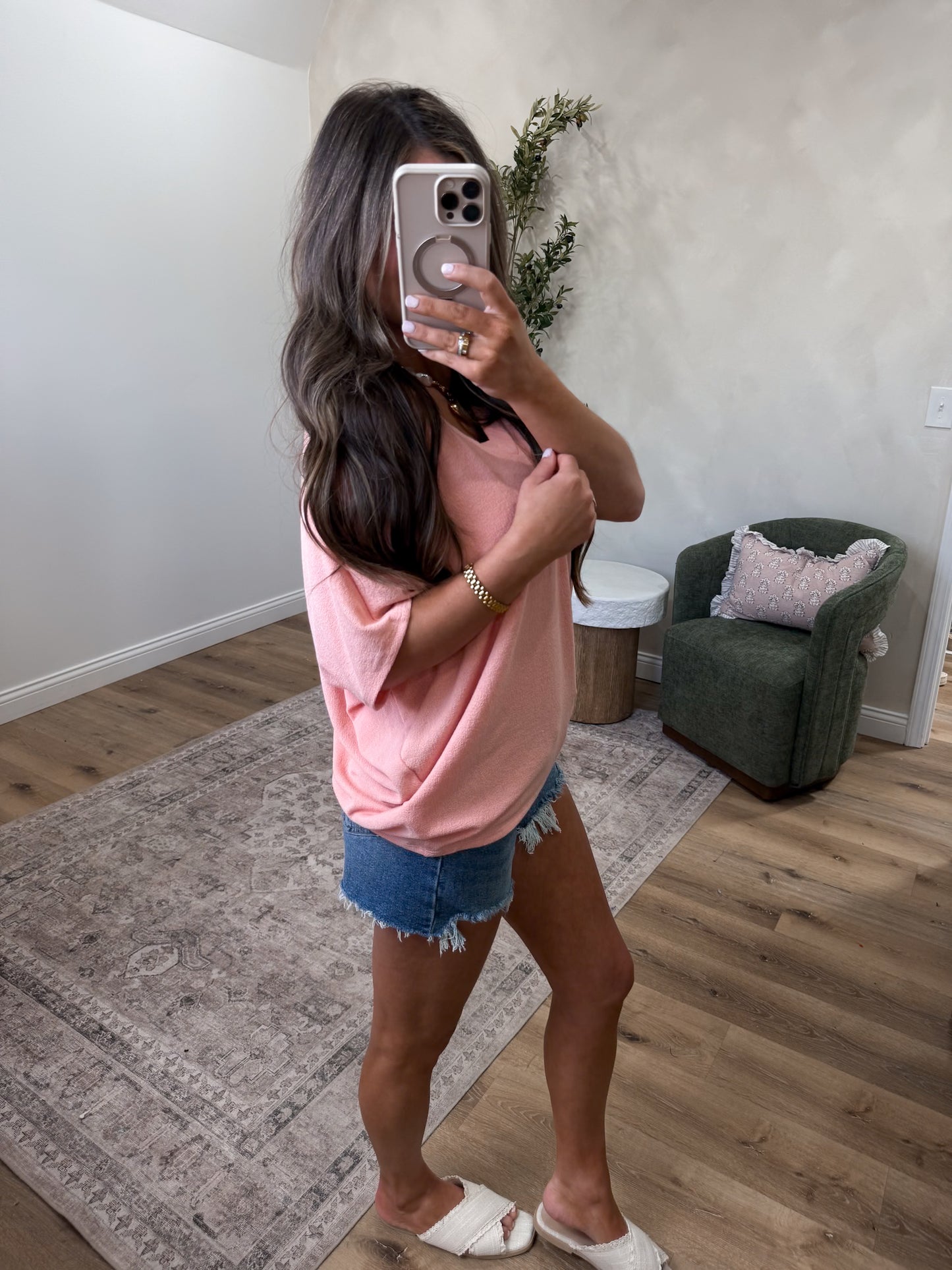 Vera V-Neck top - pink blush
