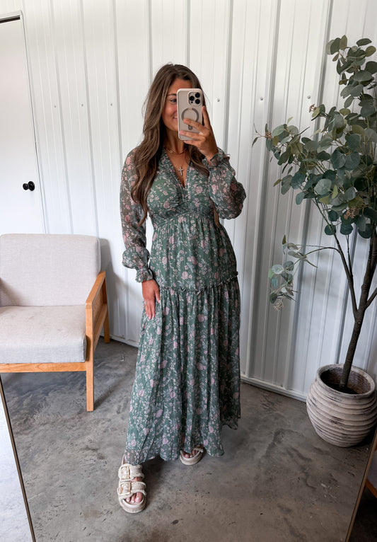 Dusted Eucalyptus Maxi Dress