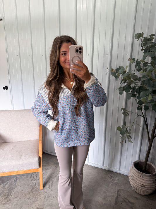 Maisy Quilted Pullover- light blue