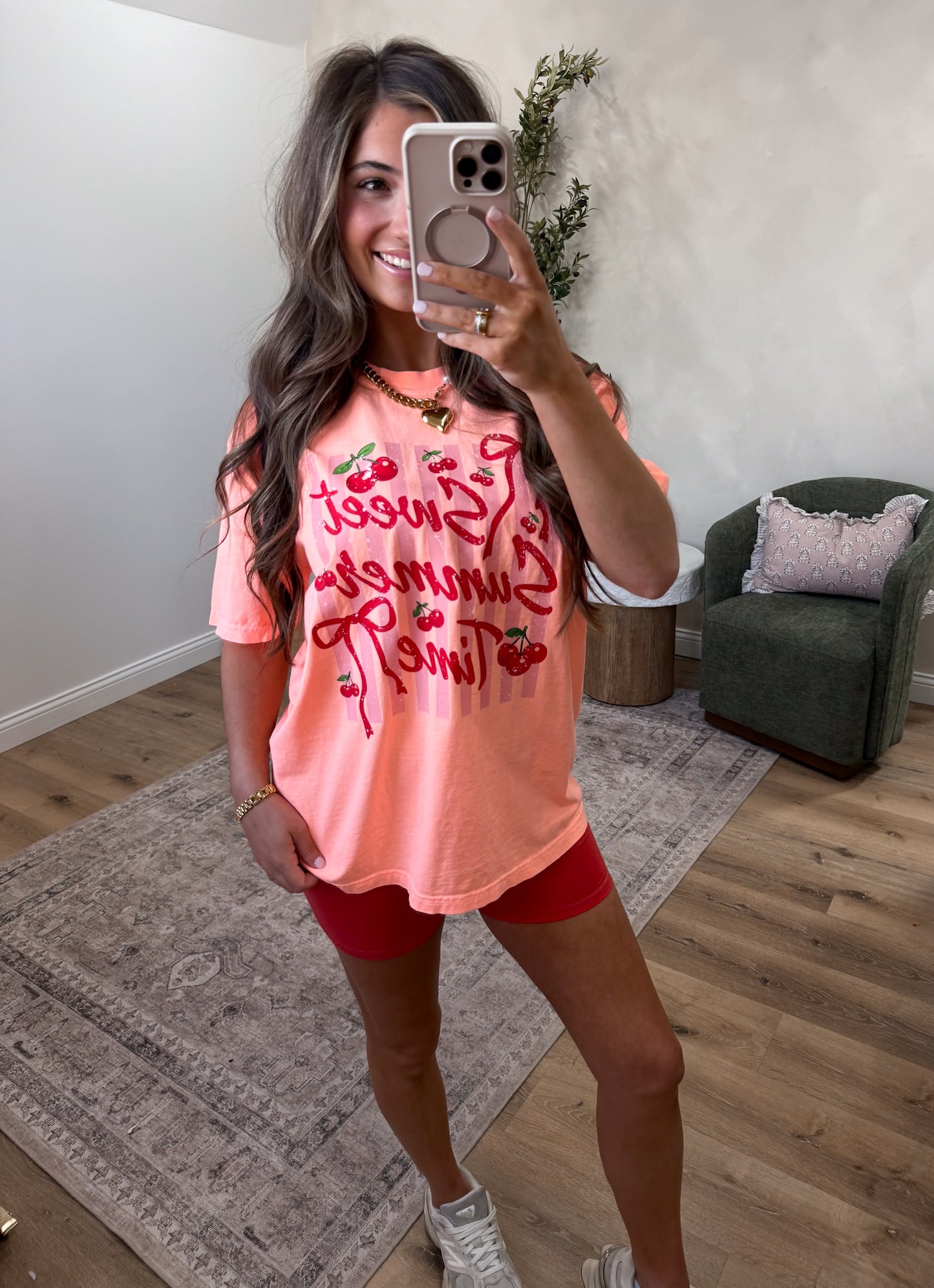 Sweet Summer Time Tee - neon coral