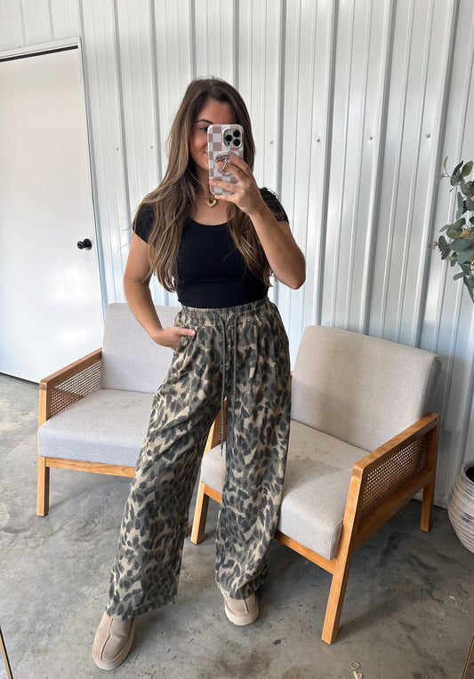 Leopard Wide Leg Lounge Pants