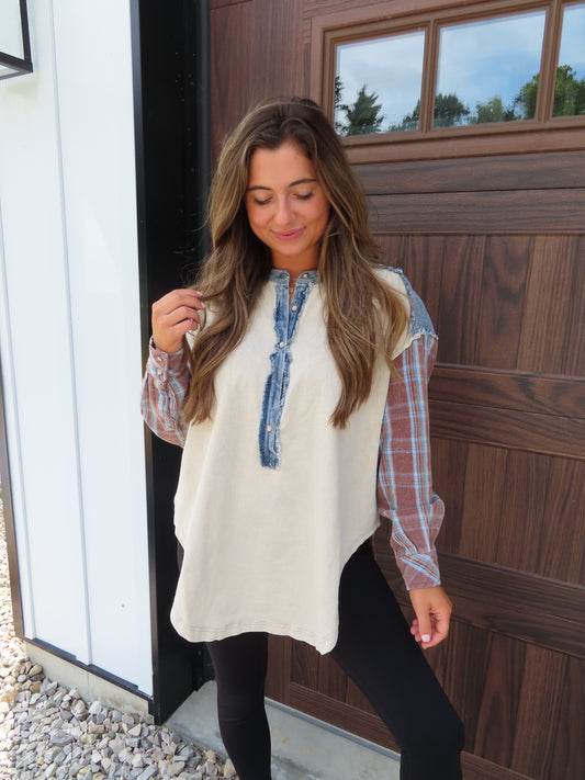 Hollie Mixed Media Tunic Pullover - restock!