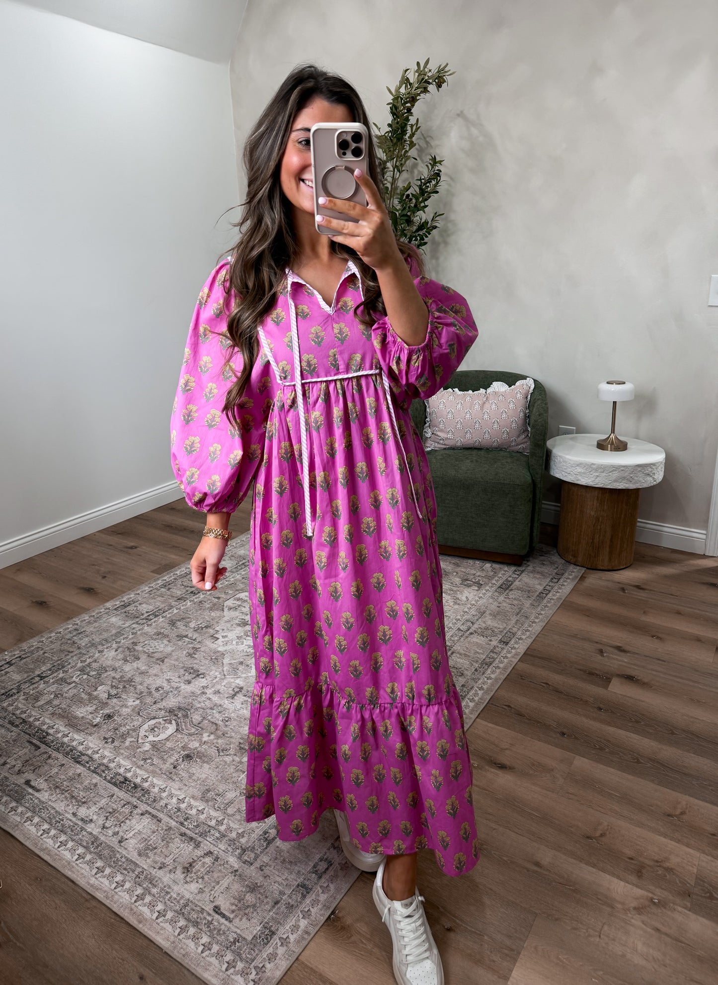 Pure Joy Printed Midi Dress - pink mix