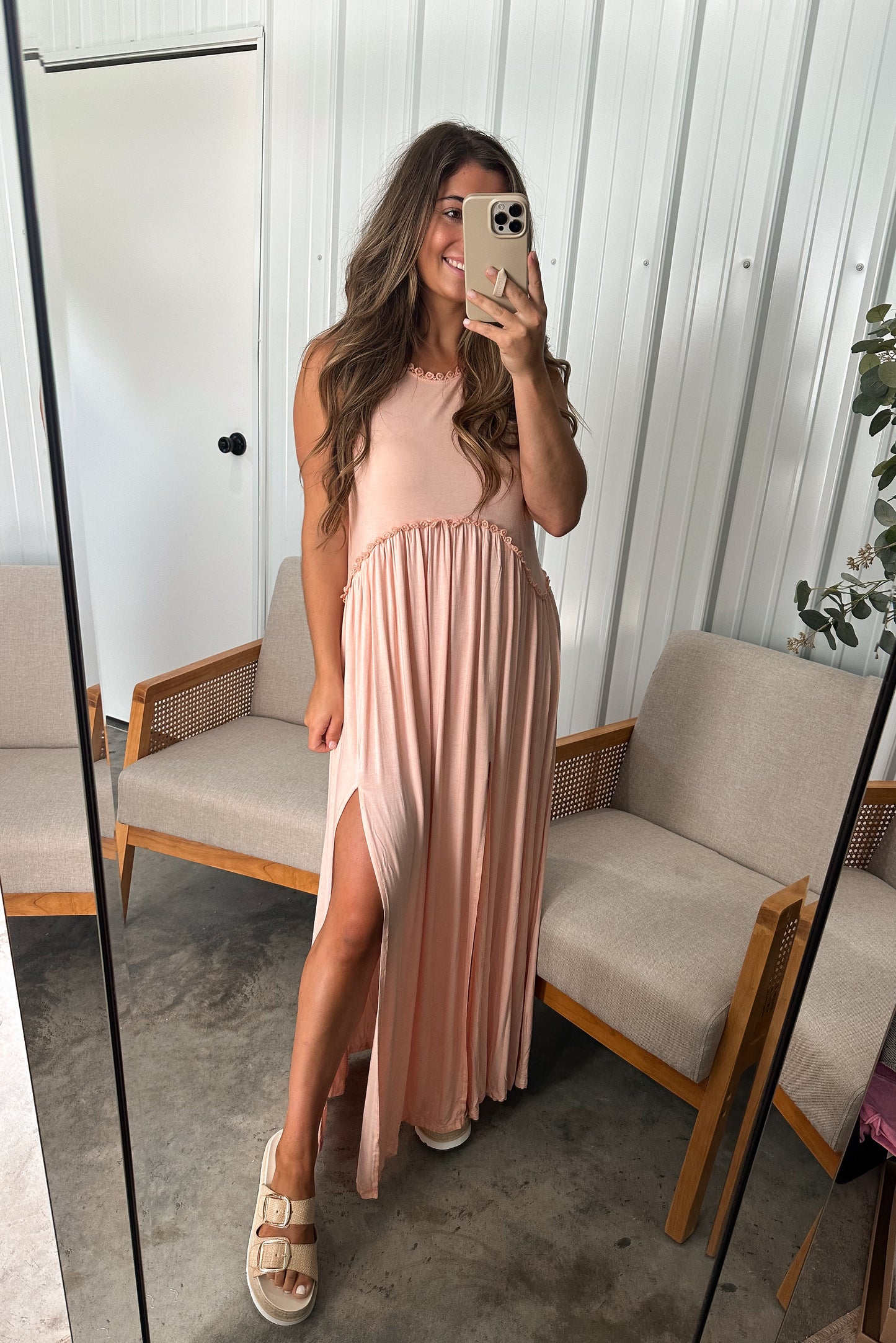 Date Night Knit Maxi - Blush *LIGHTLY LOVED*