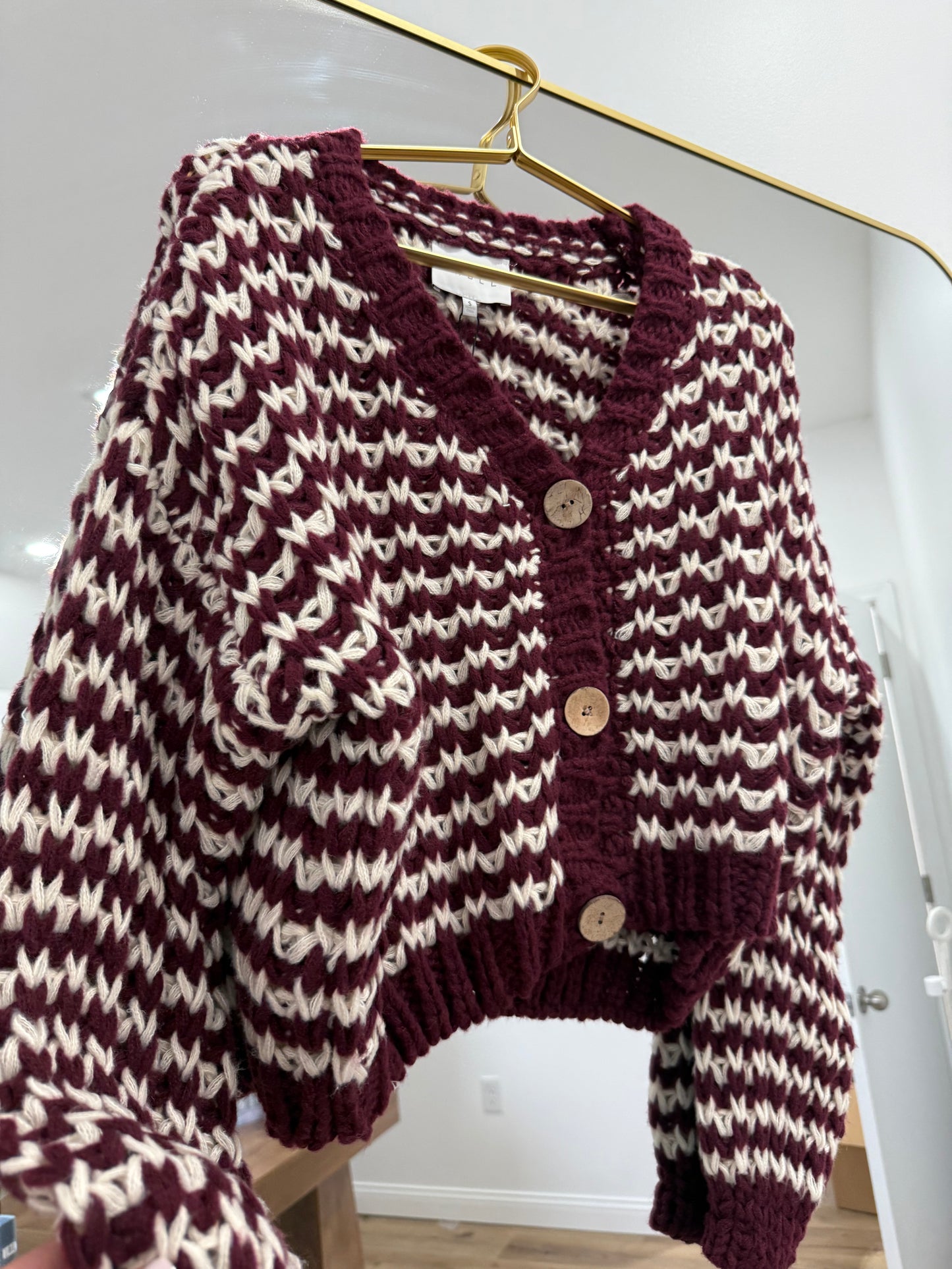 Striped Burgundy Cardigan