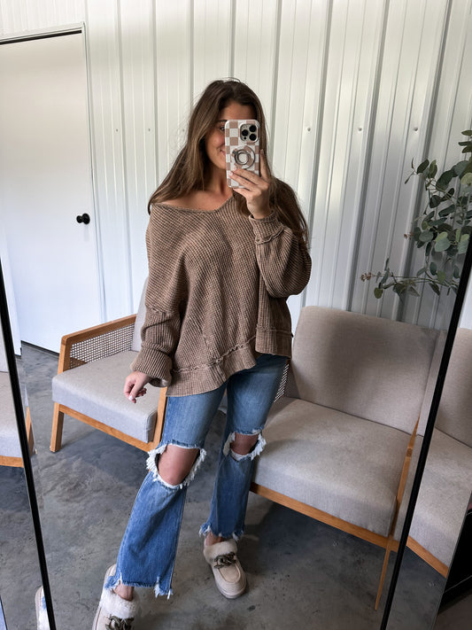 Miranda Mocha Mineral Dye Pullover