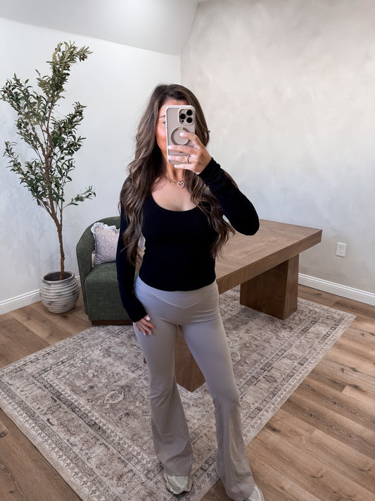 Double Layered Rayon Long Sleeve- Black
