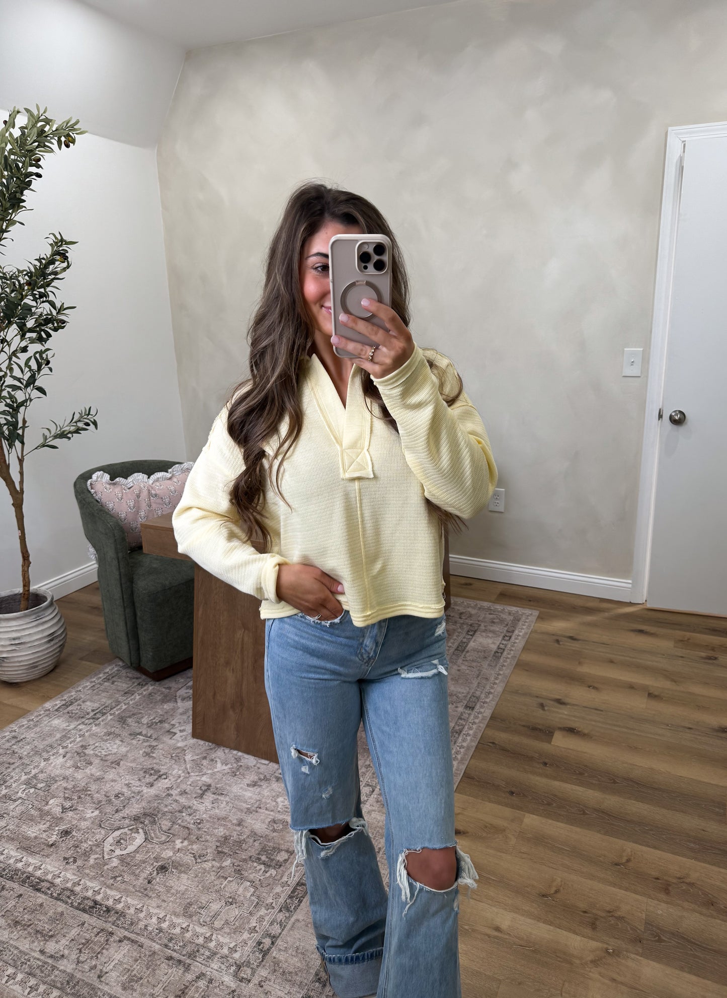 Margot Textured Pullover - butter yellow