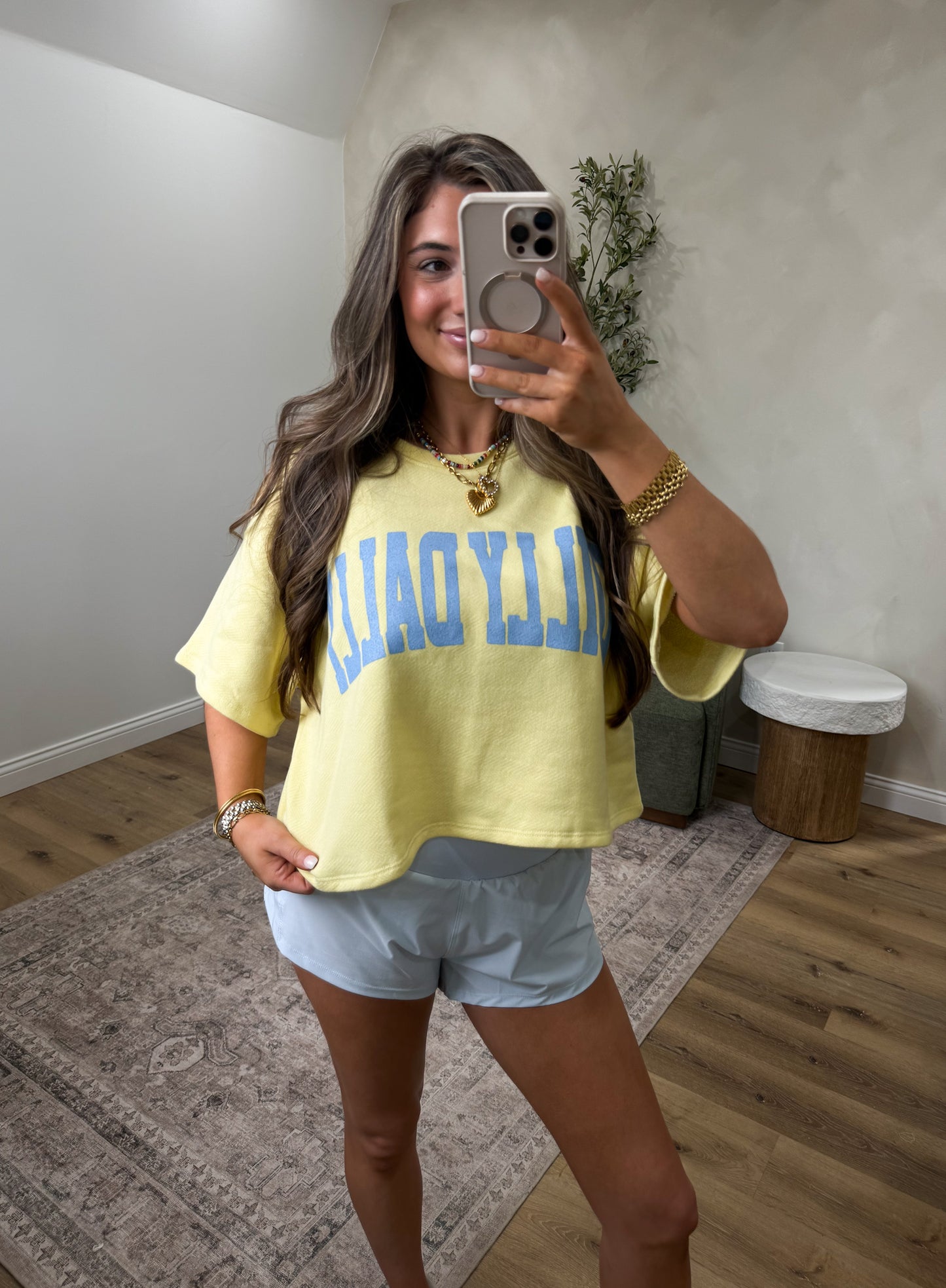 "Dilly Dally" Boxy Crop Top - yellow