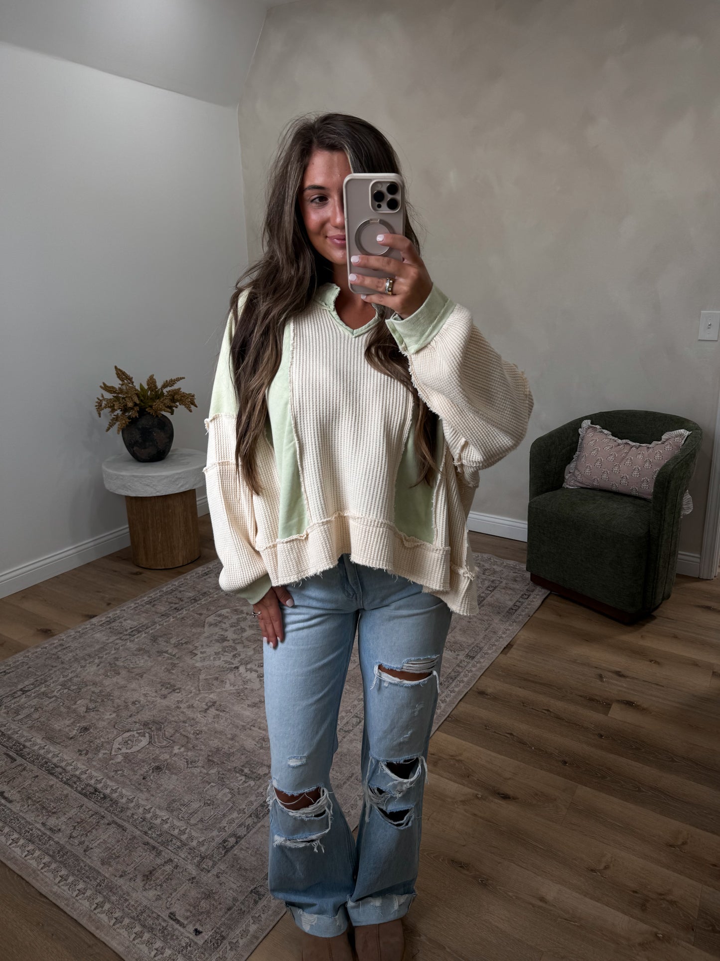Symphony Contrast Pullover - green multi