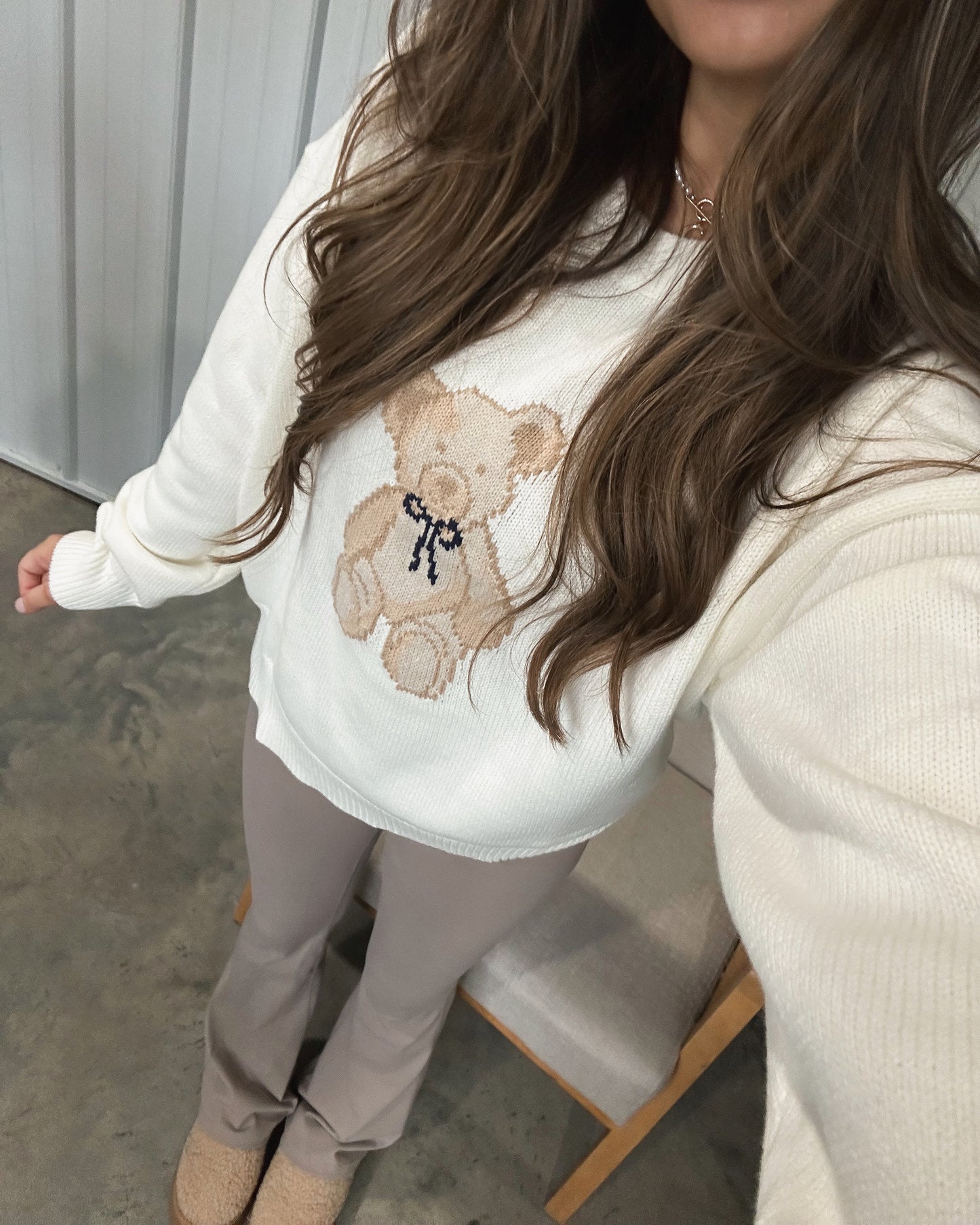 Teddy Bear Graphic Crew Neck