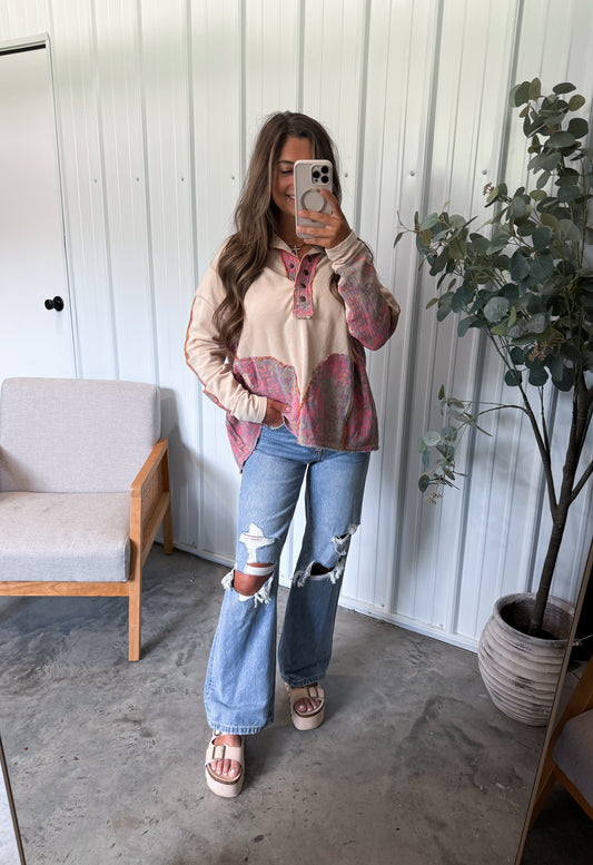 Tayla Contrast Pullover- Oatmeal