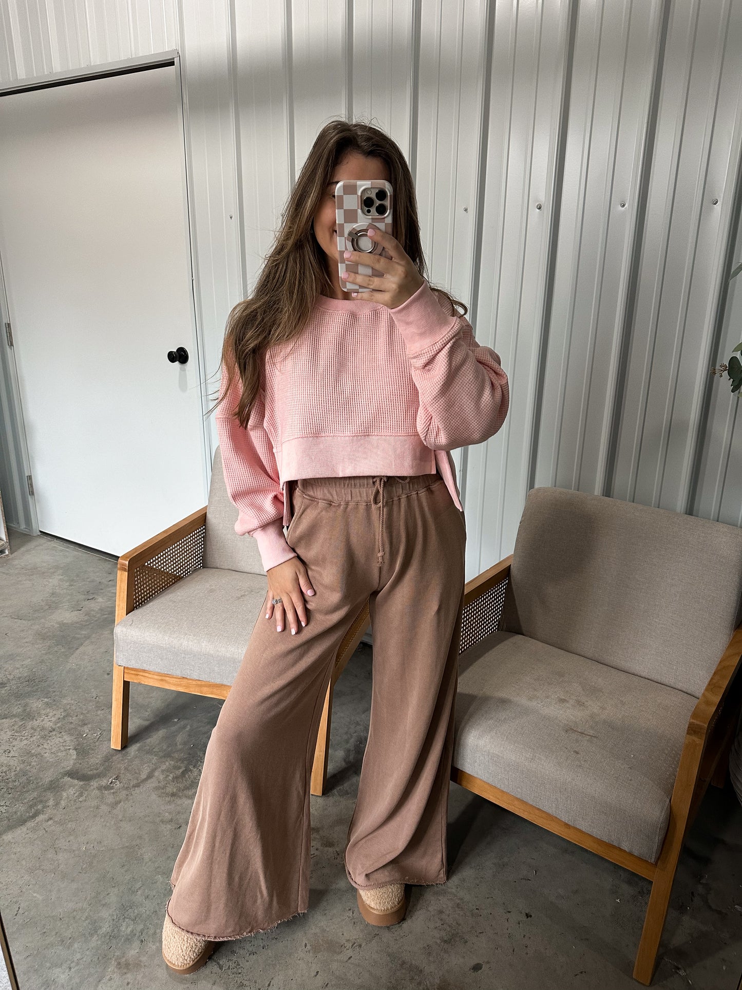 Halsey wide leg lounge Pants- Coffee