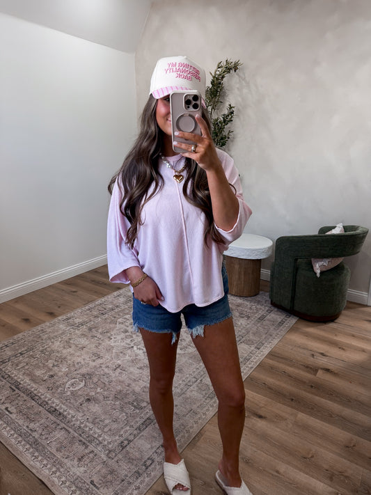 Allison Ribbed flowy Top - baby pink