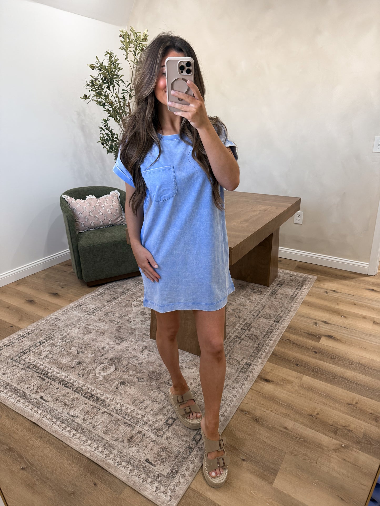 Everyday Tshirt Dress - vintage periwinkle