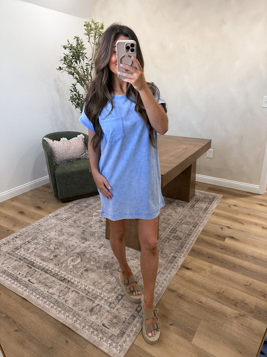 Everyday Tshirt Dress - vintage periwinkle