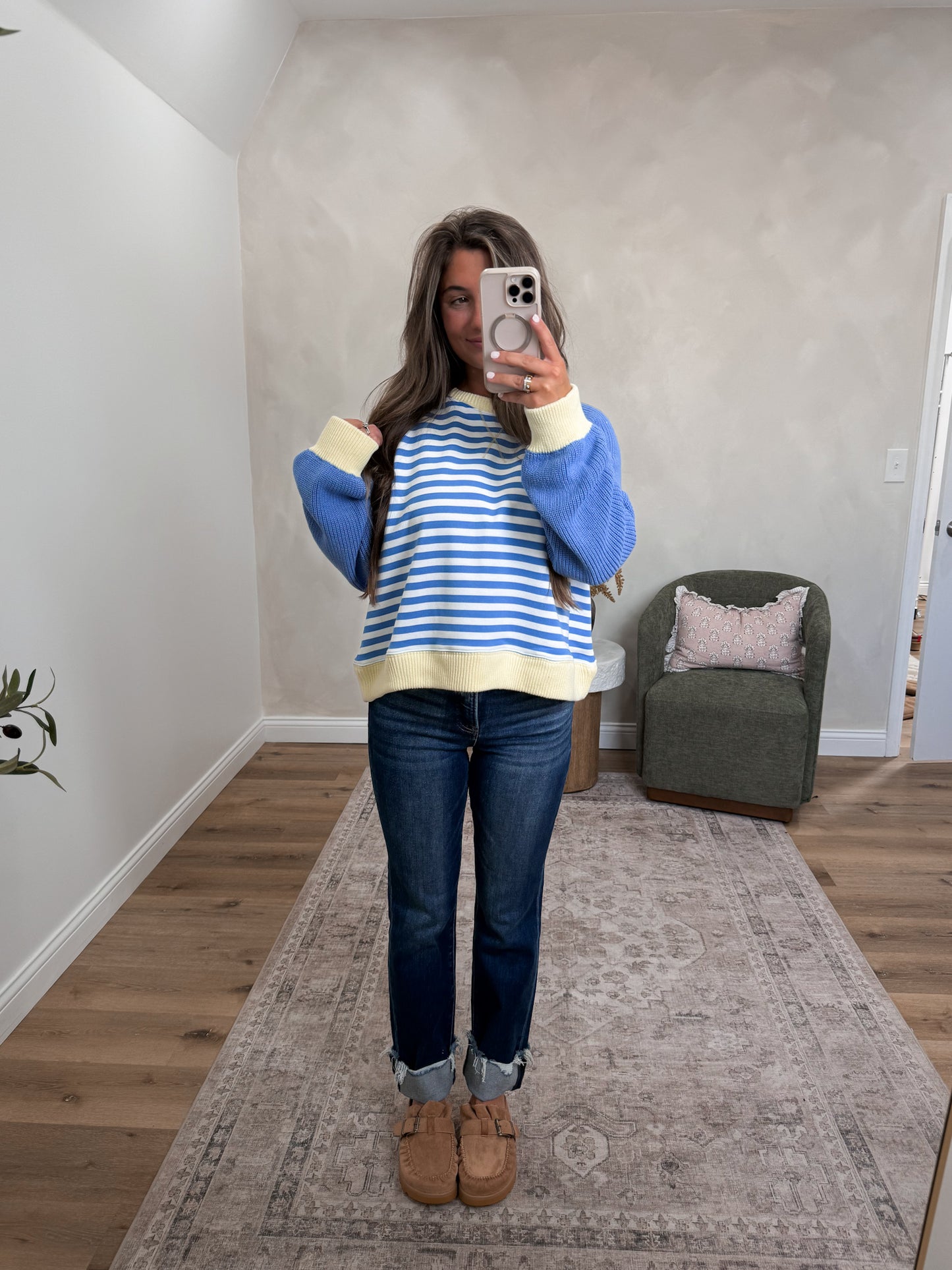 Spencer Striped Pullover - blue/white