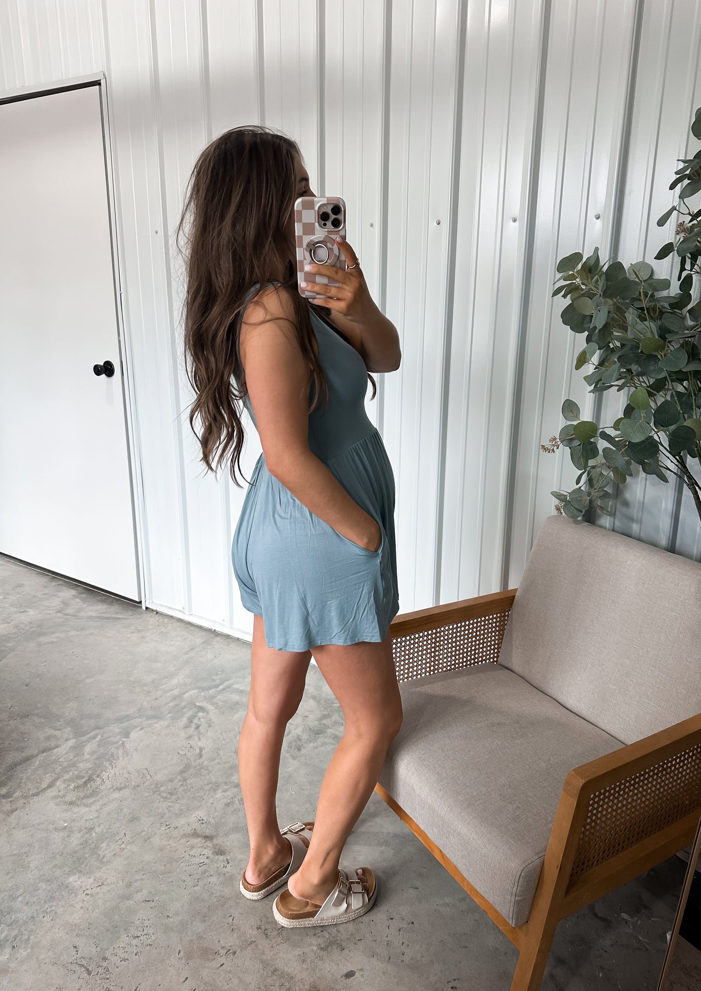 Double Layered Modal Romper- blue grey restock!