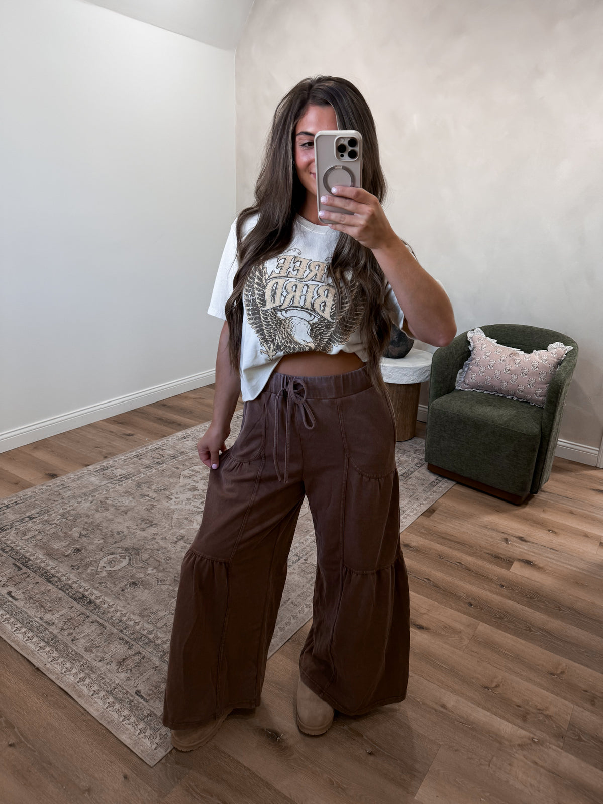 Wesley Washed Tiered Wide Leg Pants - brown *FREAKY FRIDAY SURPRISE ITEM*