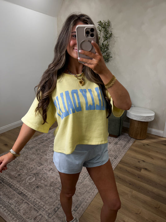 "Dilly Dally" Boxy Crop Top - yellow