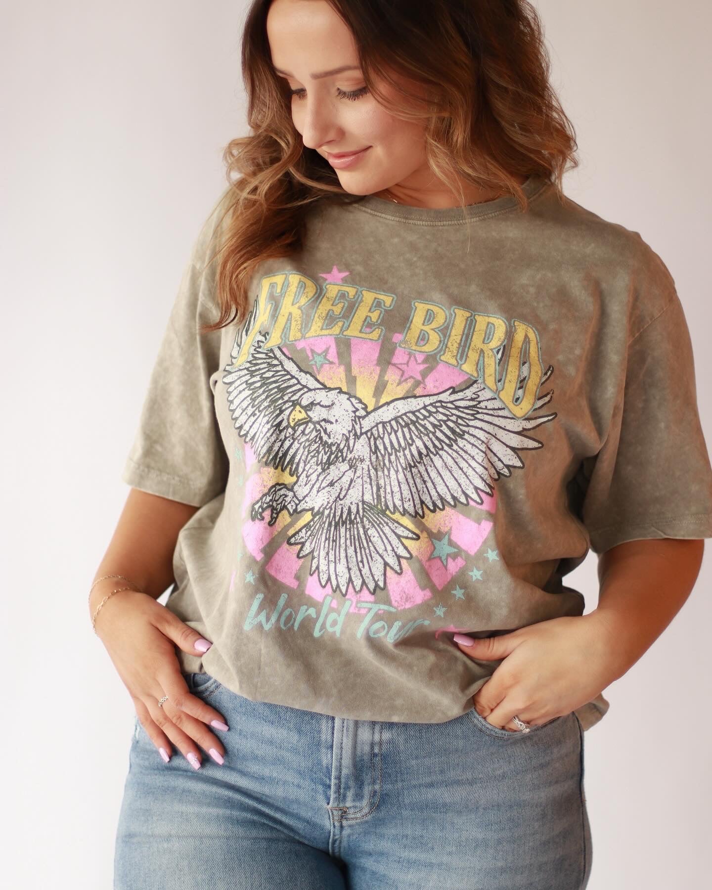 Restock! Washed Mocha Free Bird Tee