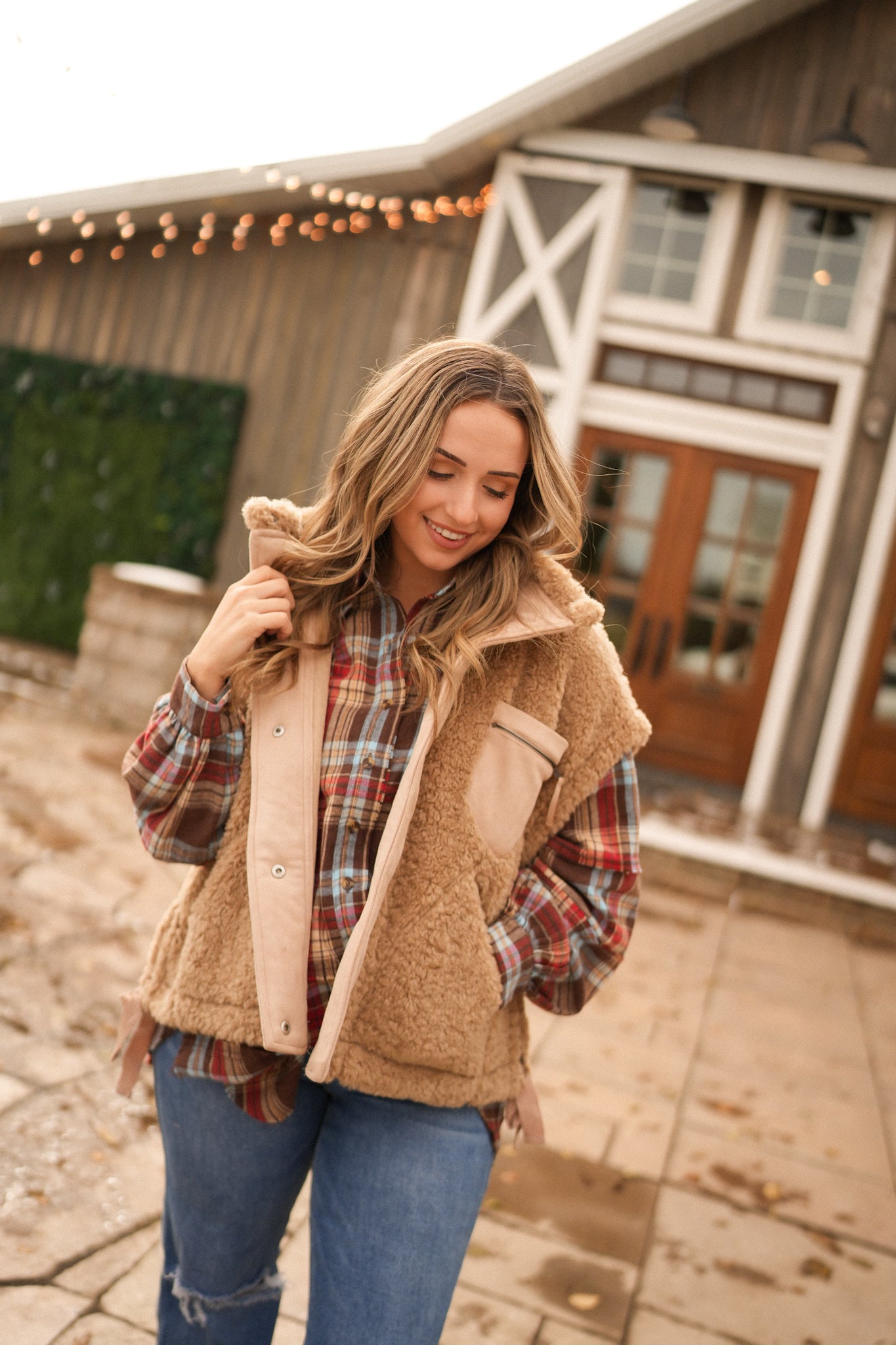 Luxe Sherpa Oversized Vest - Camel