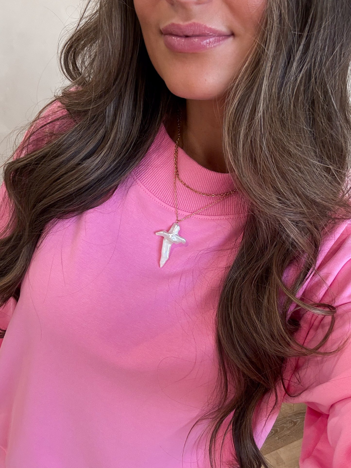 Divine Pearl Cross Necklace - waterproof