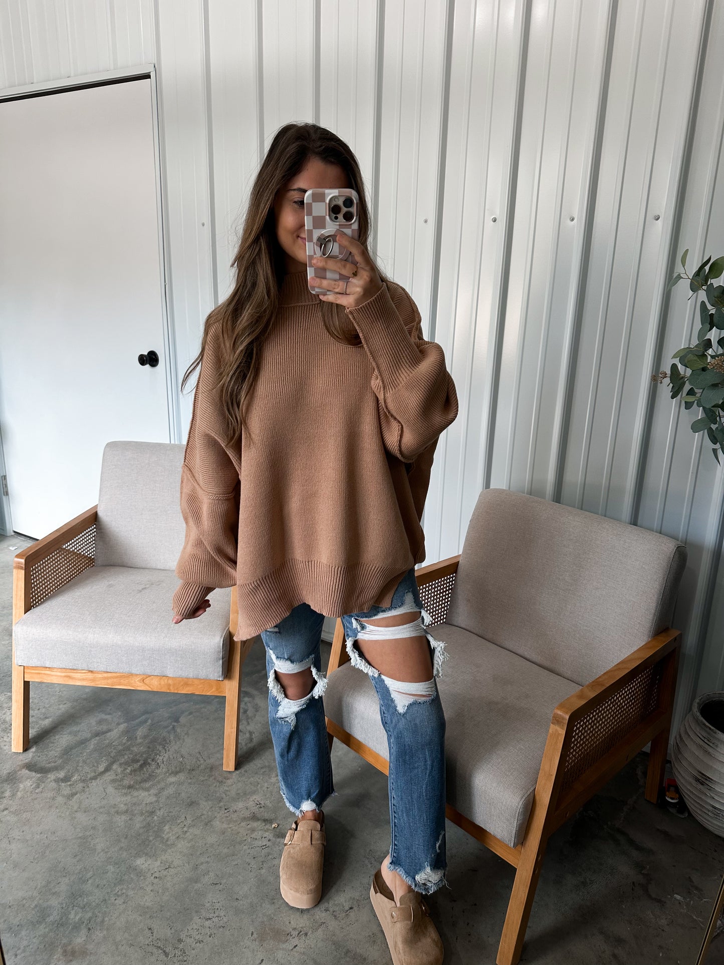 Live Freely Pullover Sweater - tan