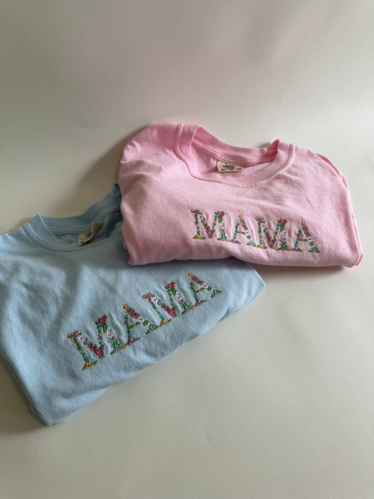 Floral embroidered MAMA shirt